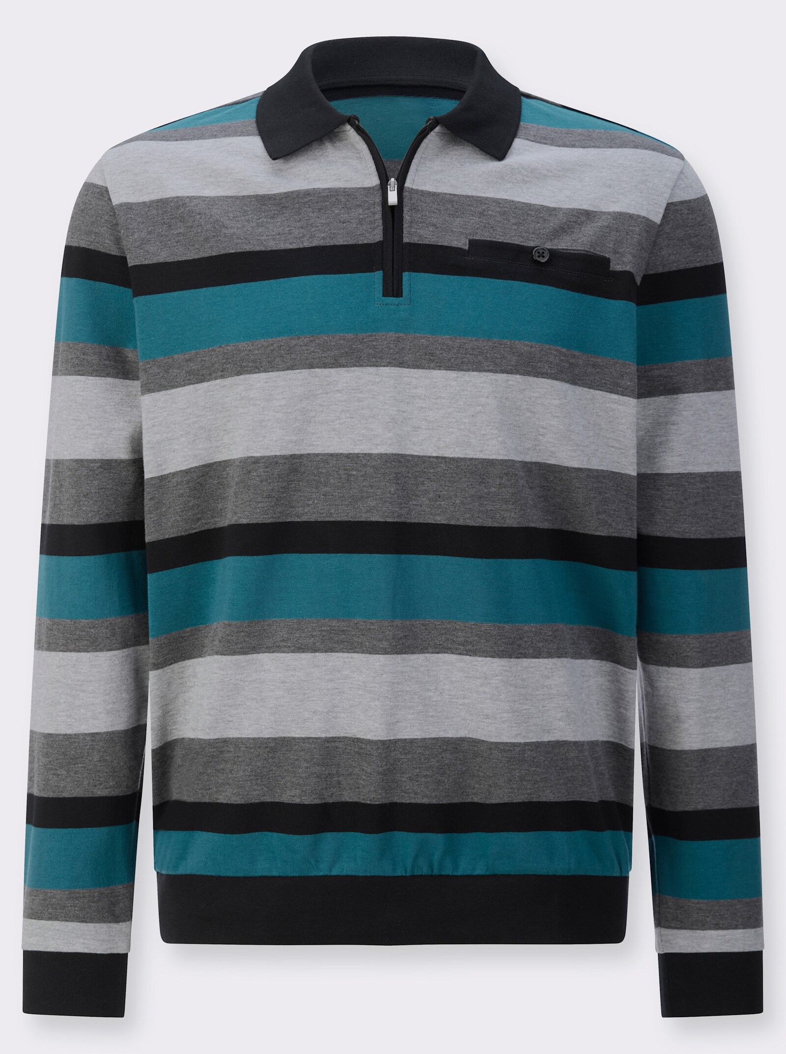 Sweatshirt in streepjesdessin - zwart/aquapetrol gestreept