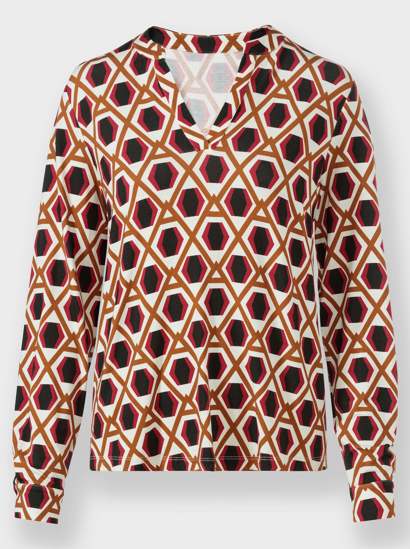 heine Chemisier imprimé avec ourlet arrondi - noir-cognac imprimé