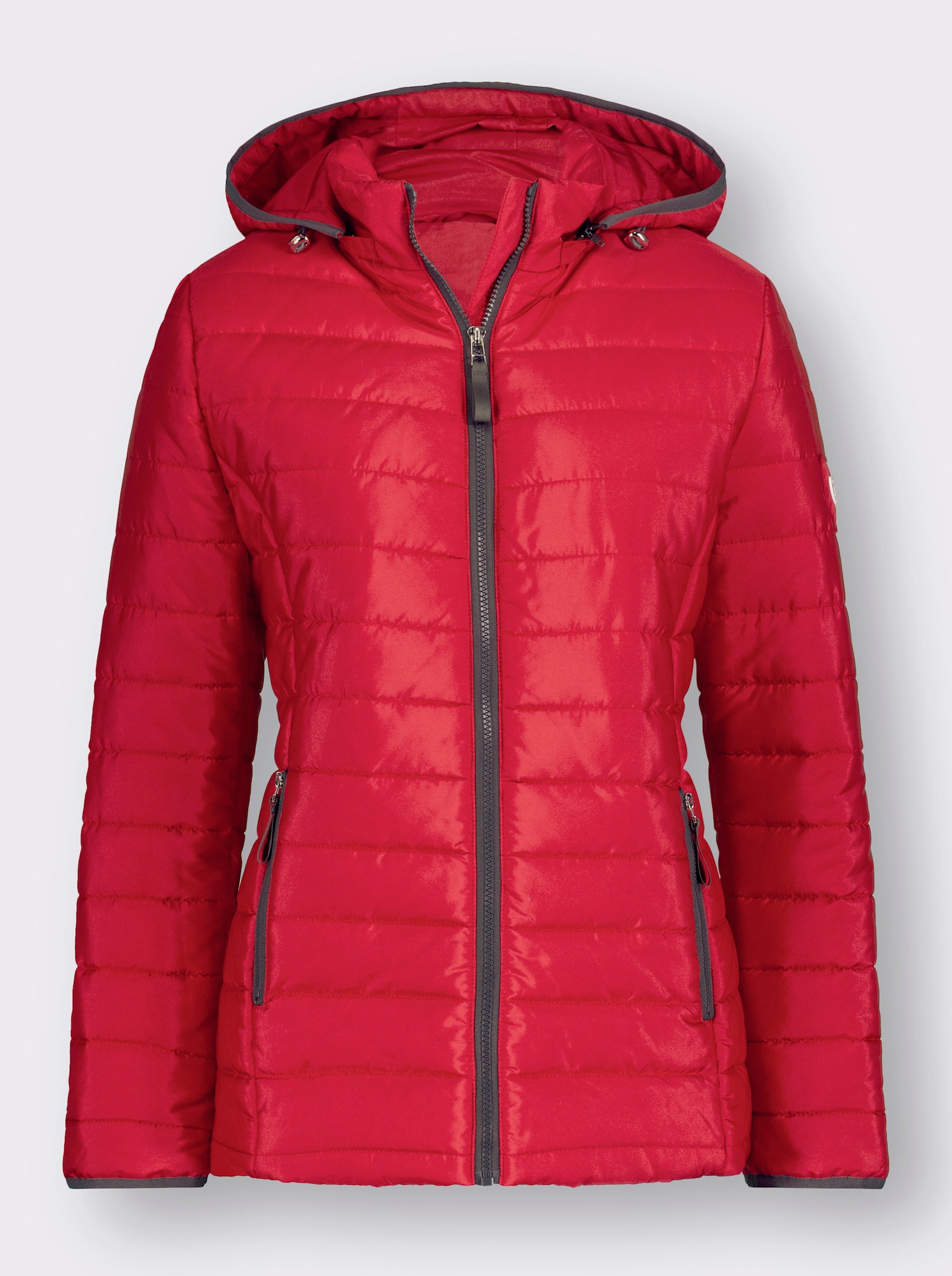 Steppjacke mit kontrastfarbenen Akzenten - rot