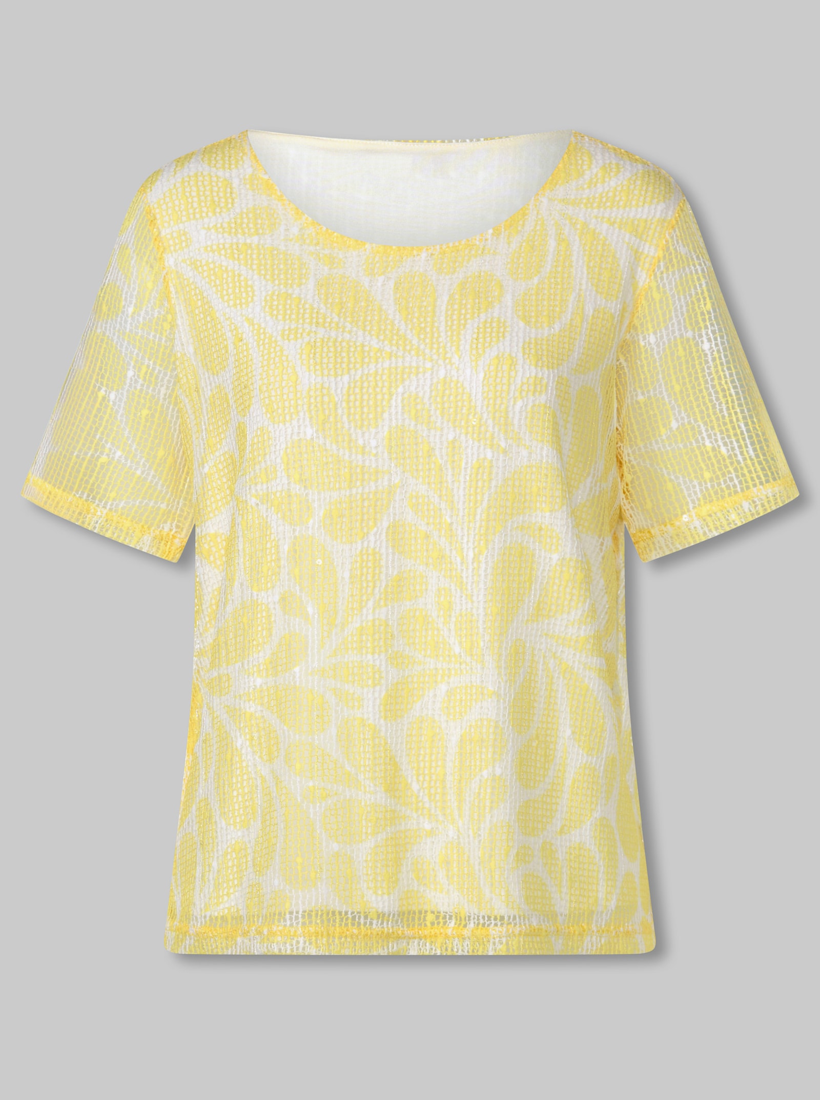 heine Rundhalsshirt mit Ajour-Partien - zitrone-bedruckt