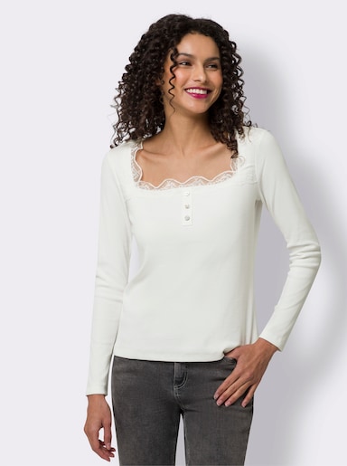 heine Langarmshirt mit Carré-Ausschnitt - ecru