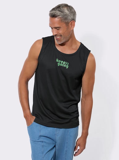 Achselshirt mit platziertem Schriftzug - schwarz