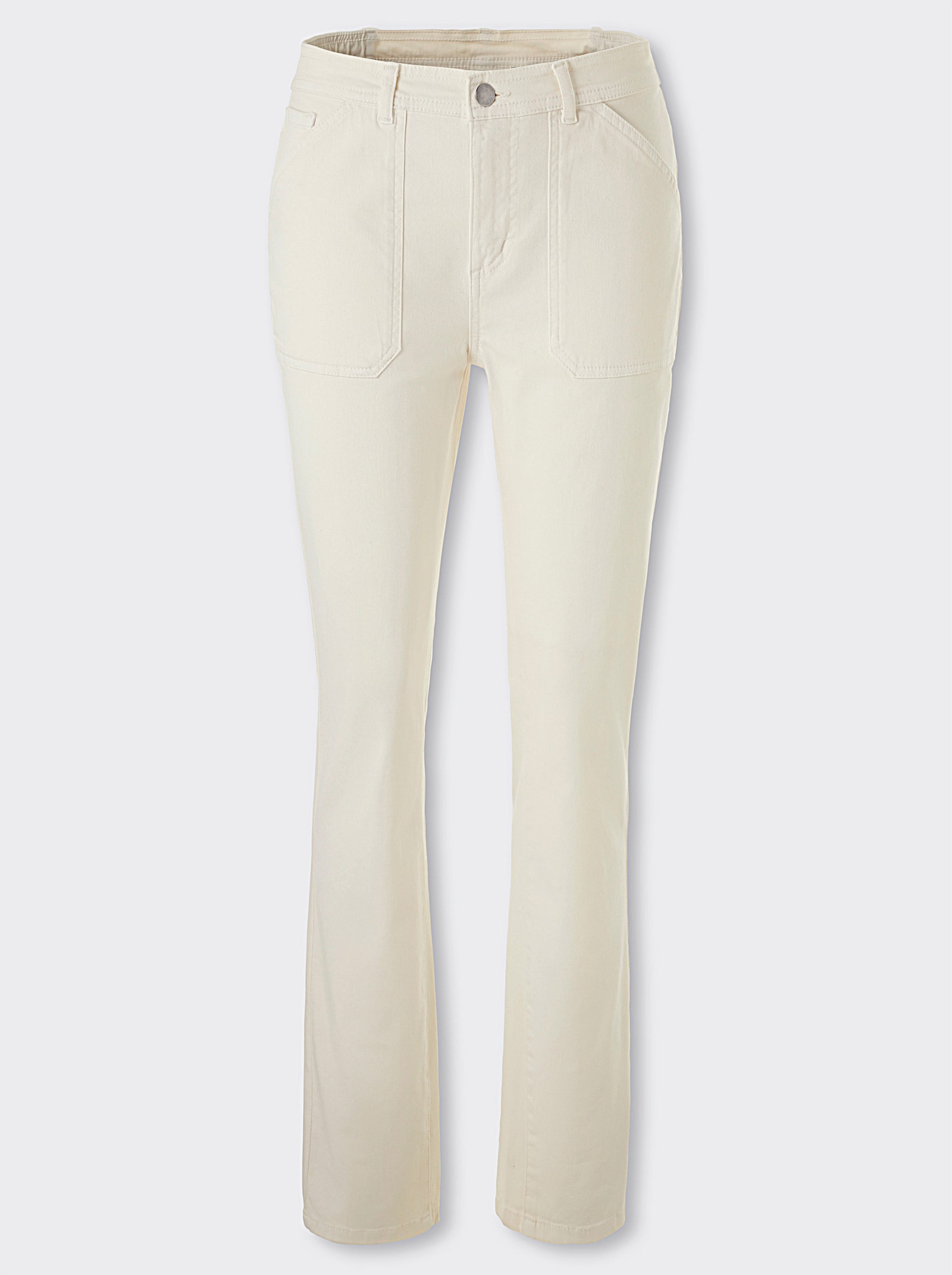 Stretchbroek met opgestikte zakken - champagne