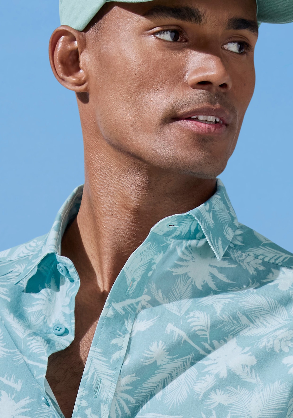 Beachtime Hawaiiaans overhemd - turquoise geprint