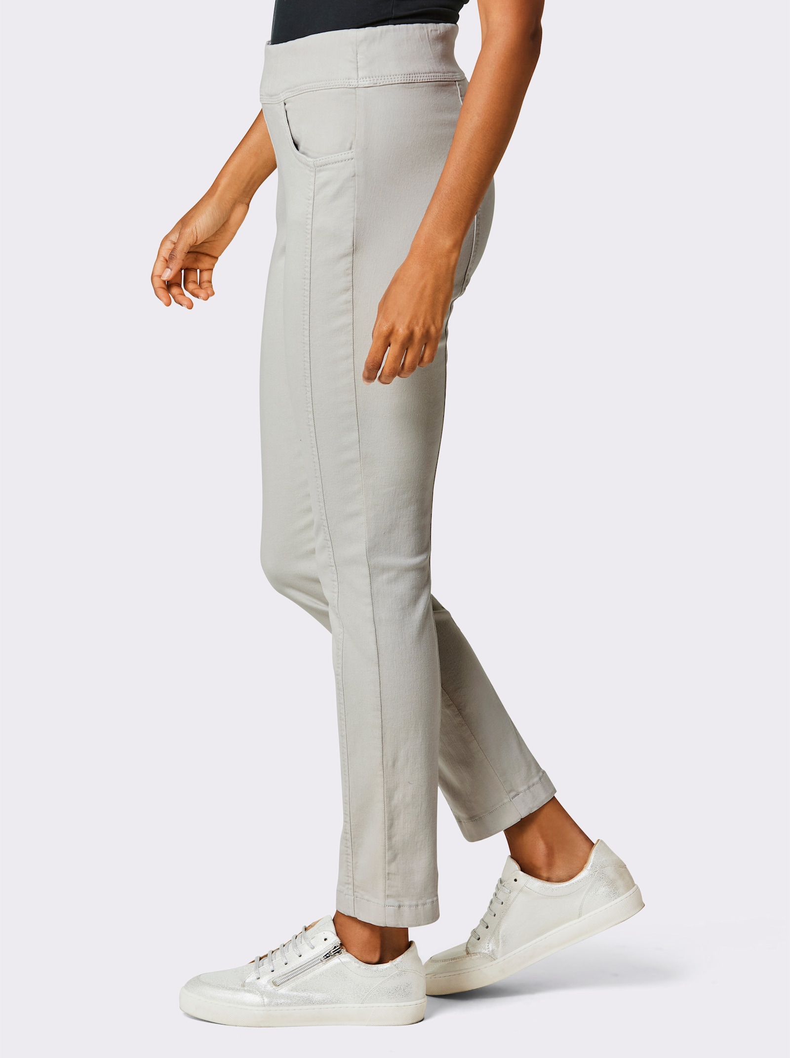 Ascari Schlupfjeans mit Längsnähten - hellgrau