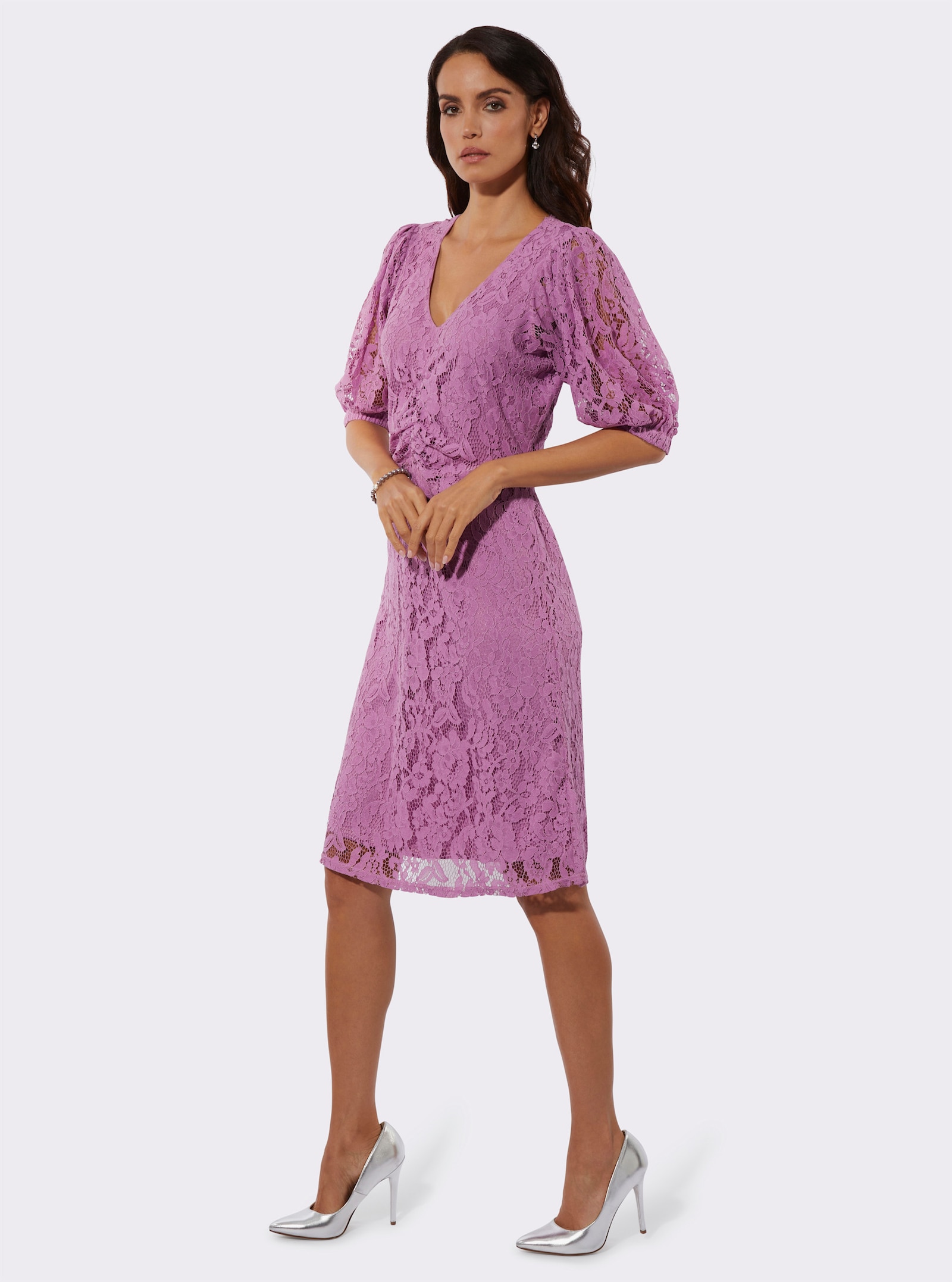 Spitzenkleid mit Reißverschluss im Rücken - orchidee