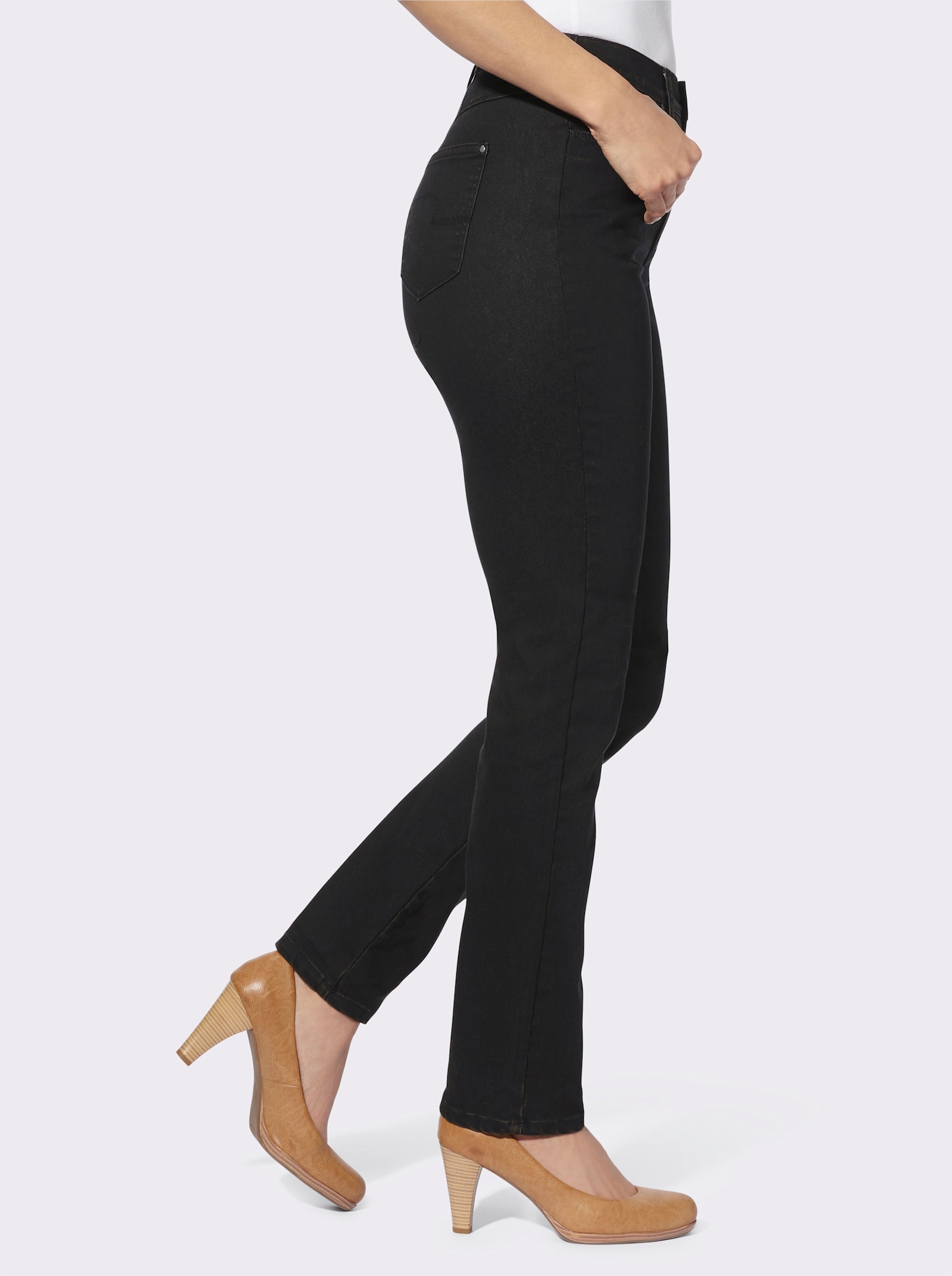 Jeans mit Stickerei-Verzierung - schwarz