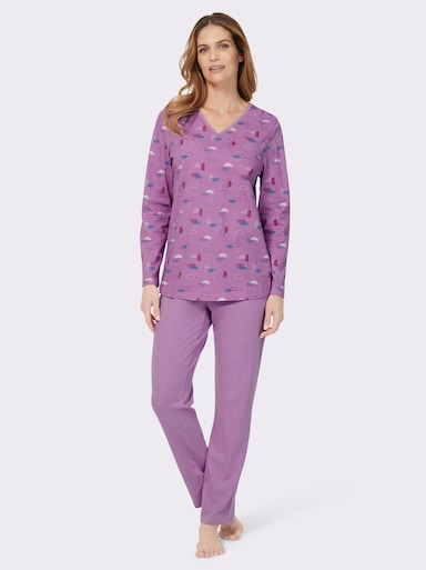 wäschepur Schlafanzug mit grafischem Print - orchidee-ecru-bedruckt