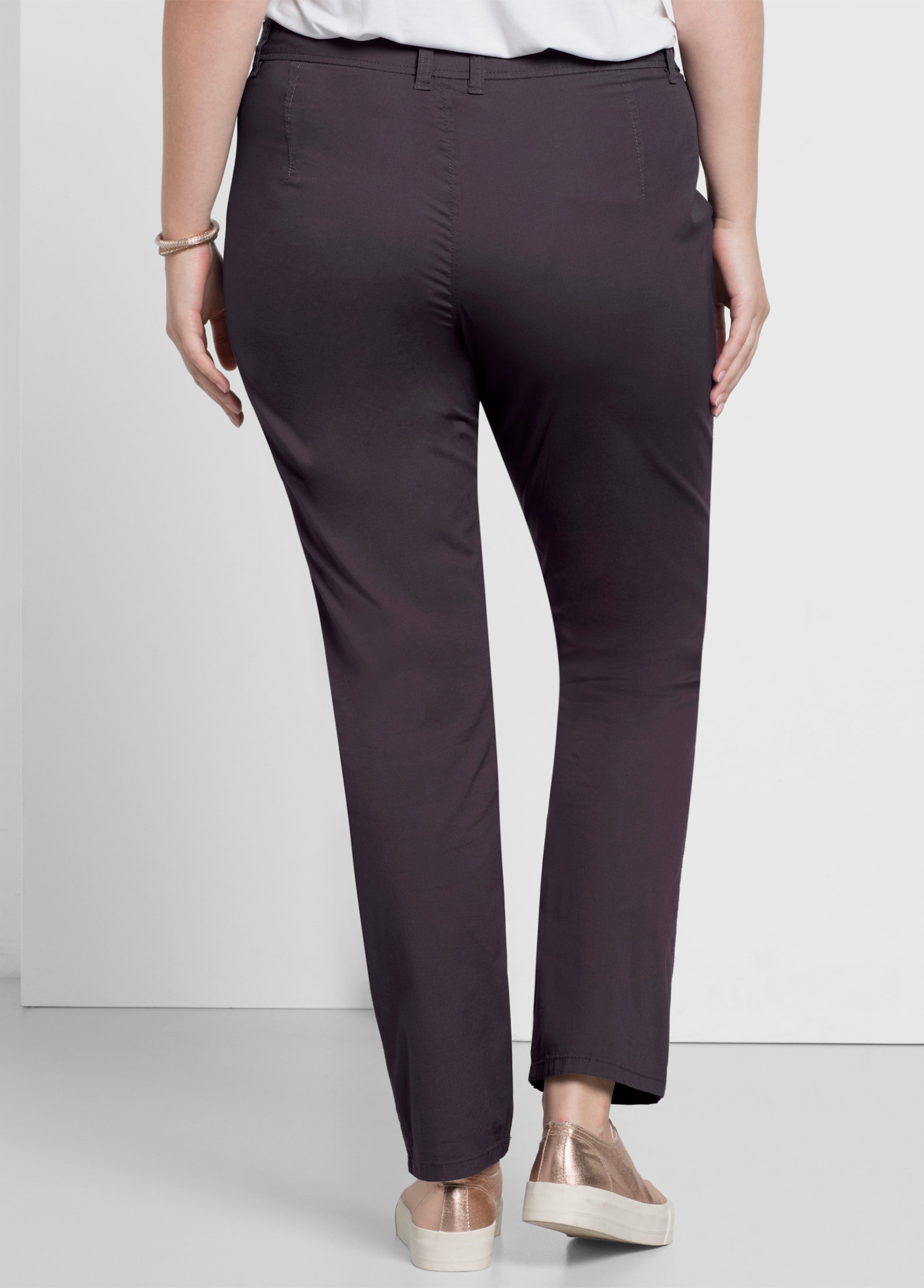 sheego Chinohose mit Bundfalten - dunkelgrau