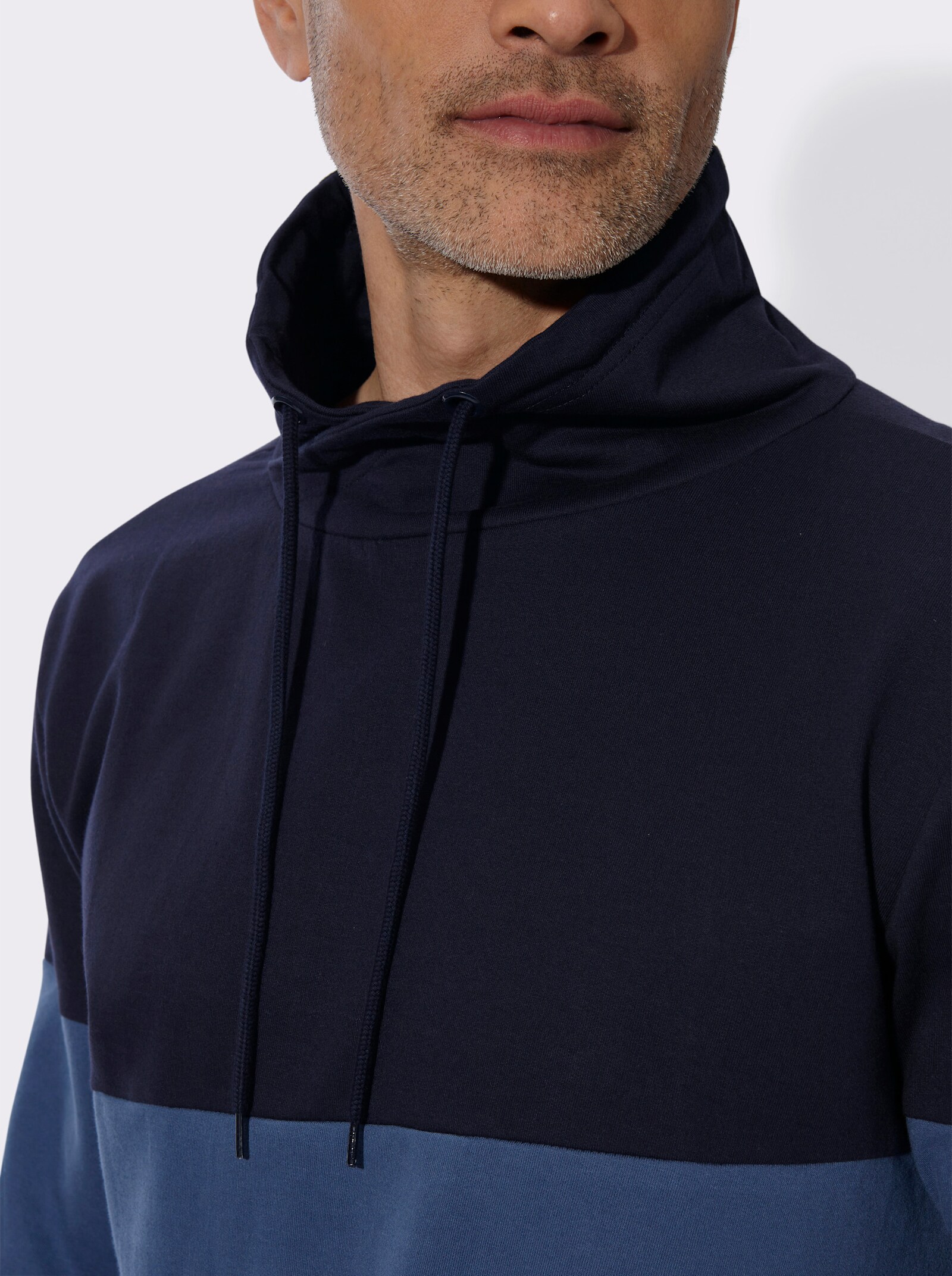 Sweatshirt mit überlappendem Stehkragen - marine-jeansblau