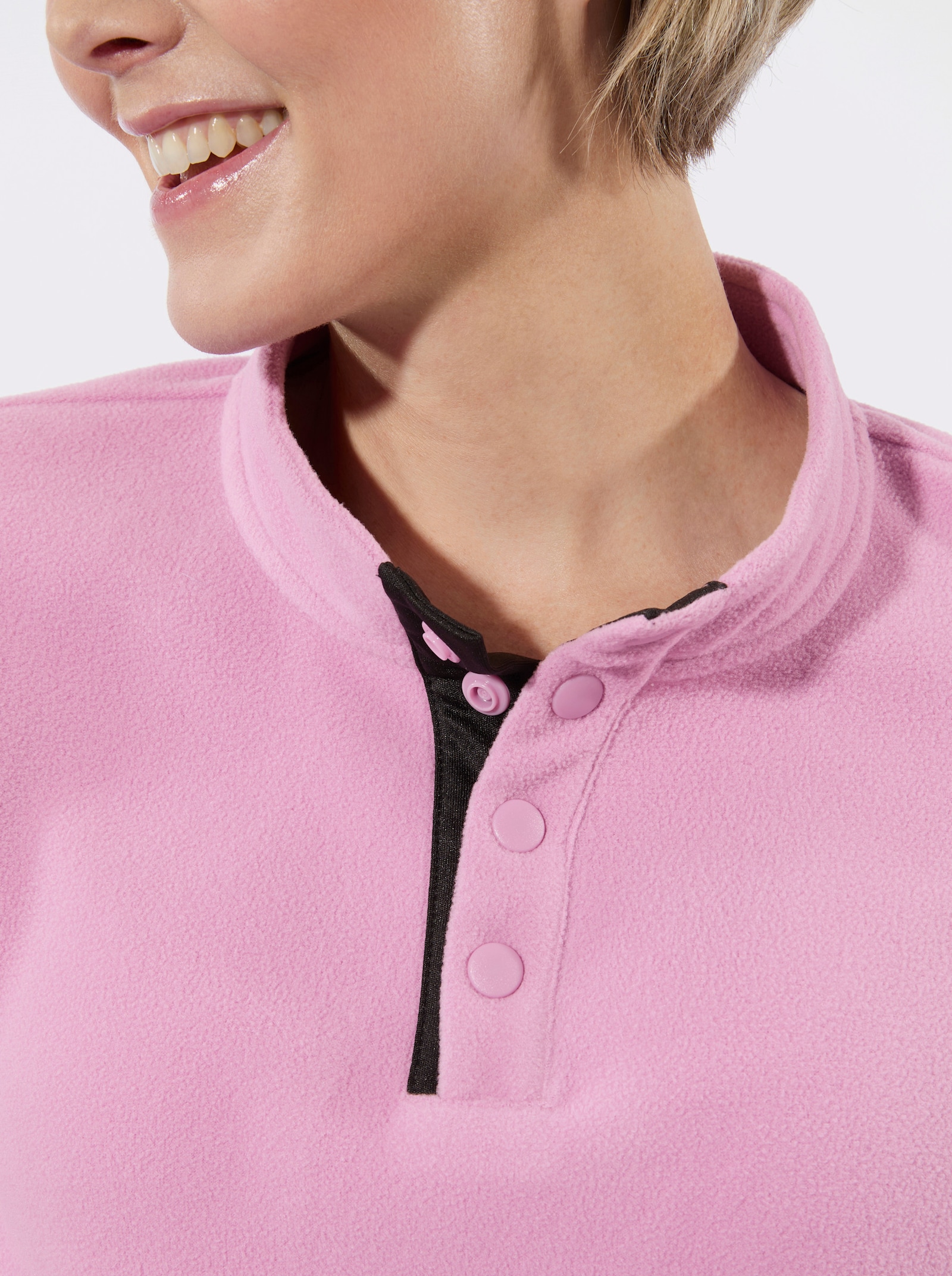 Fleeceshirt mit Stehkragen und Druckknöpfen - orchidee