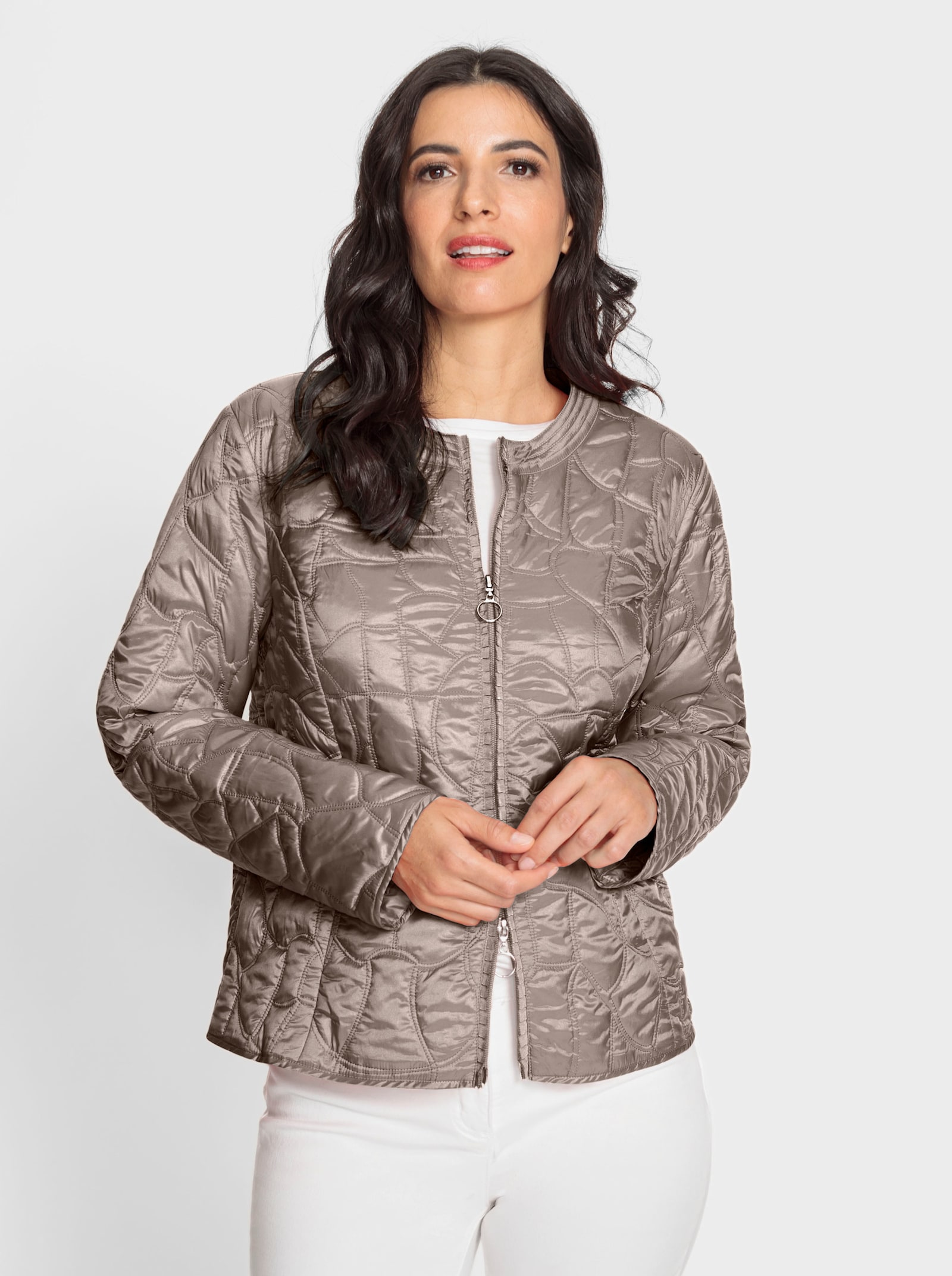 heine Gewatteerde jas met ritszakken - sesam