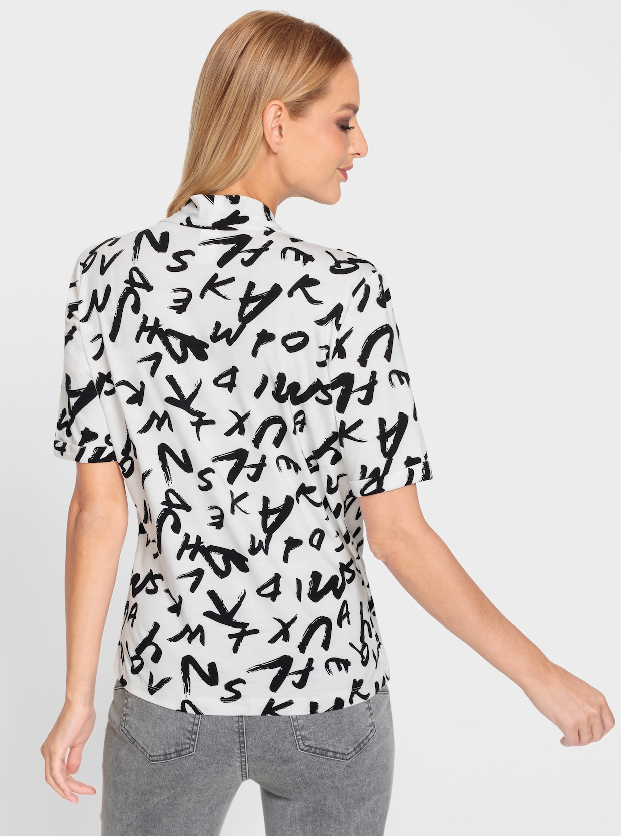 heine T-shirt à manches courtes - blanc-noir imprimé