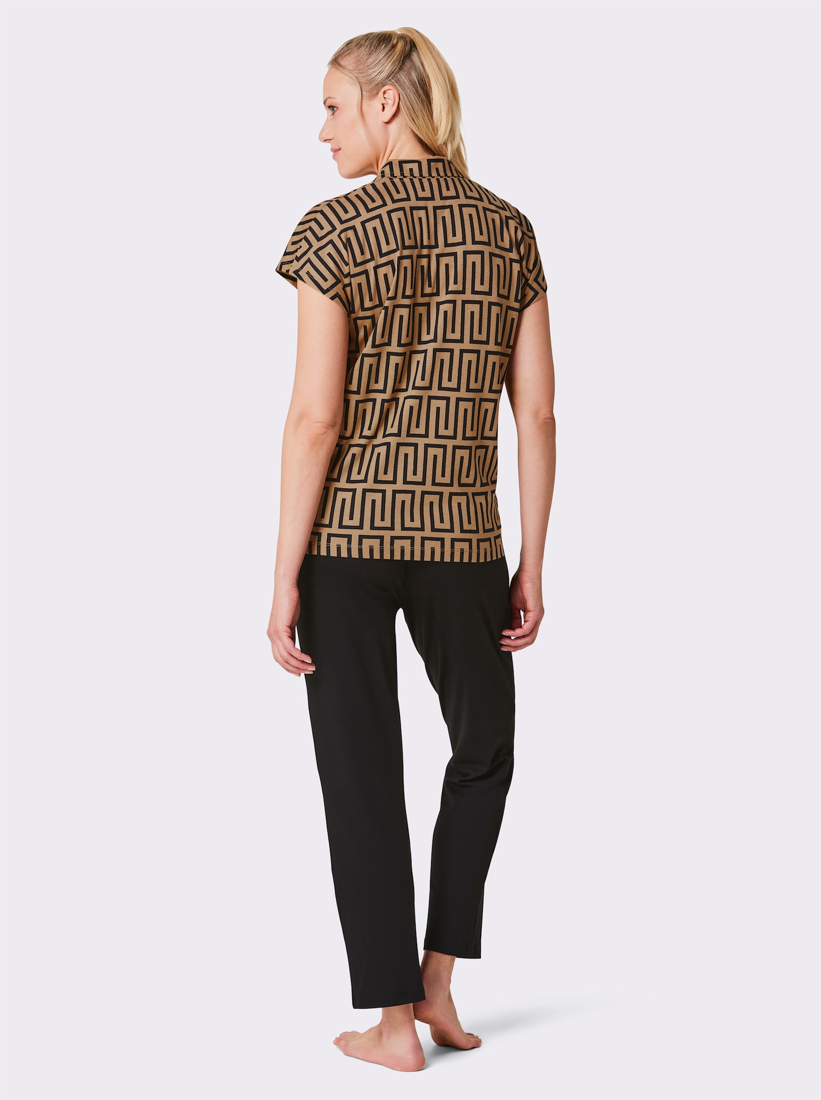 wäschepur Pyjamas med grafiskt mönster - kamel-svart, tryckt