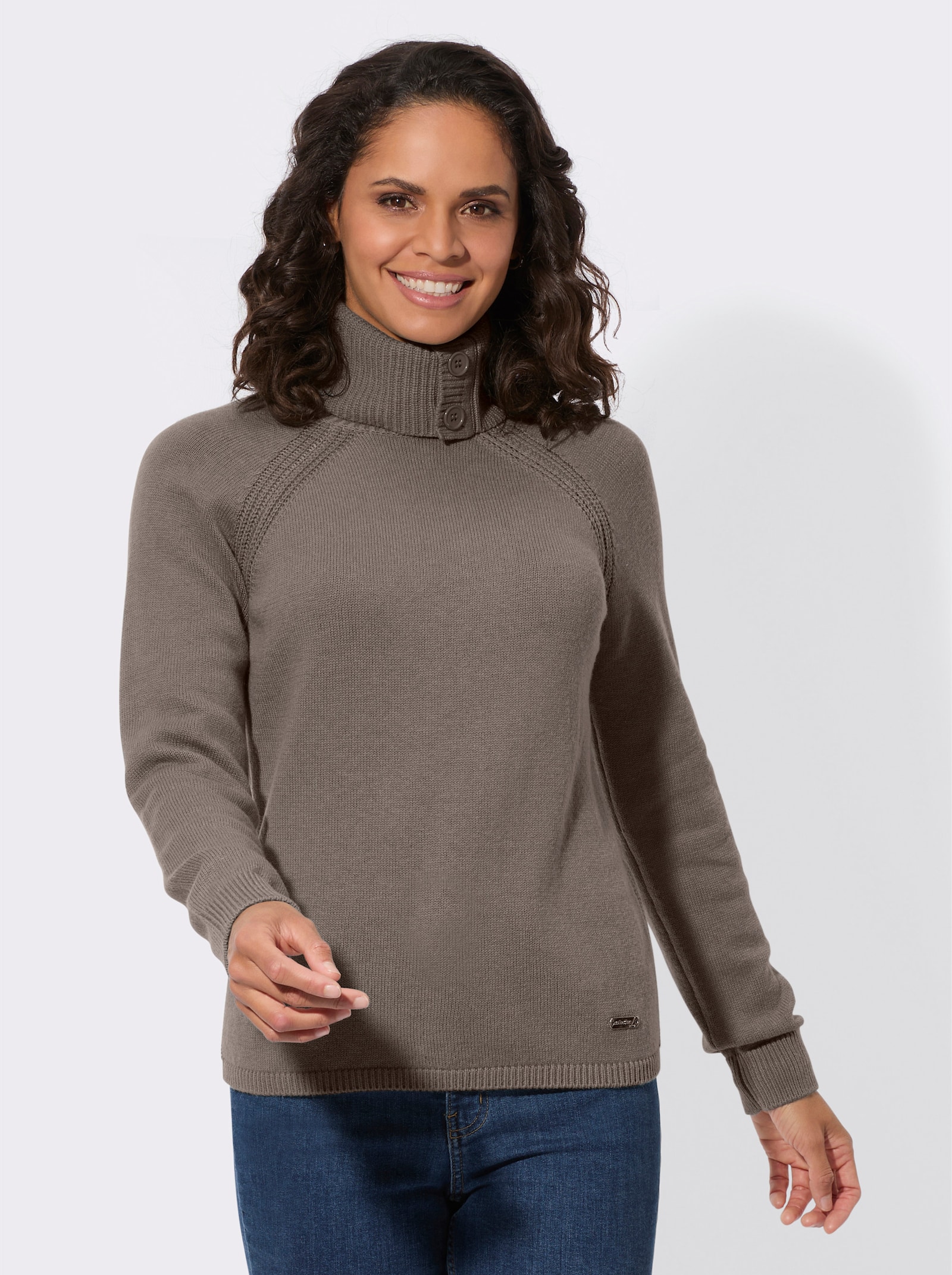 Rollkragenpullover mit Woll-Anteil - taupe