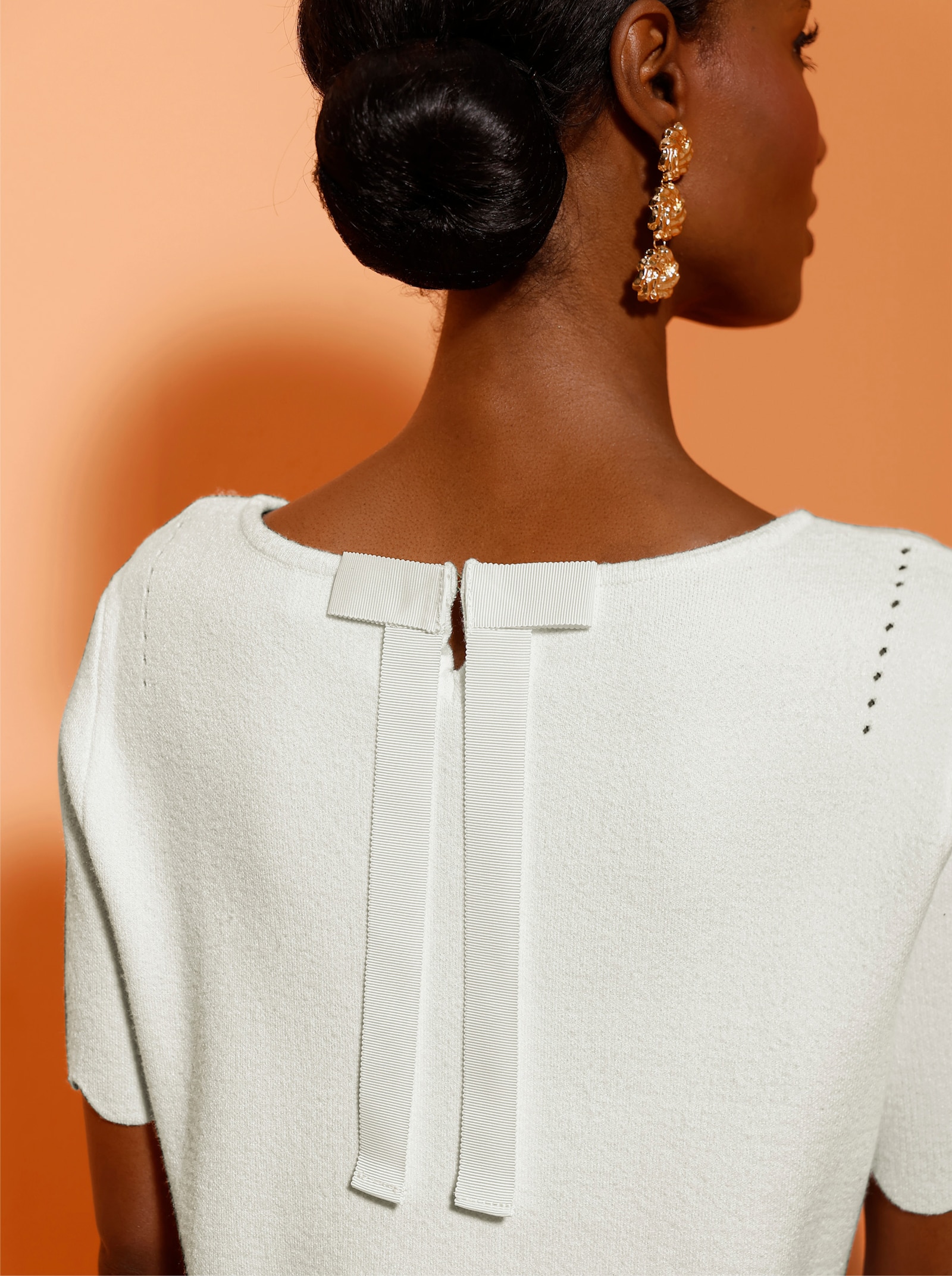 Pull avec détails ajourés - écru