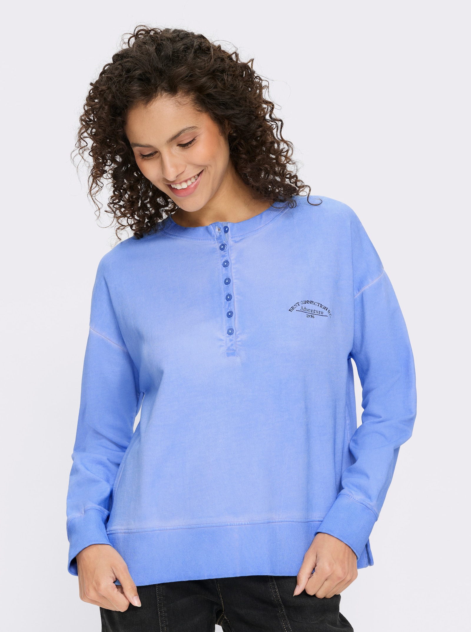 heine Sweatshirt mit Oil-dyed-Waschung - himmelblau