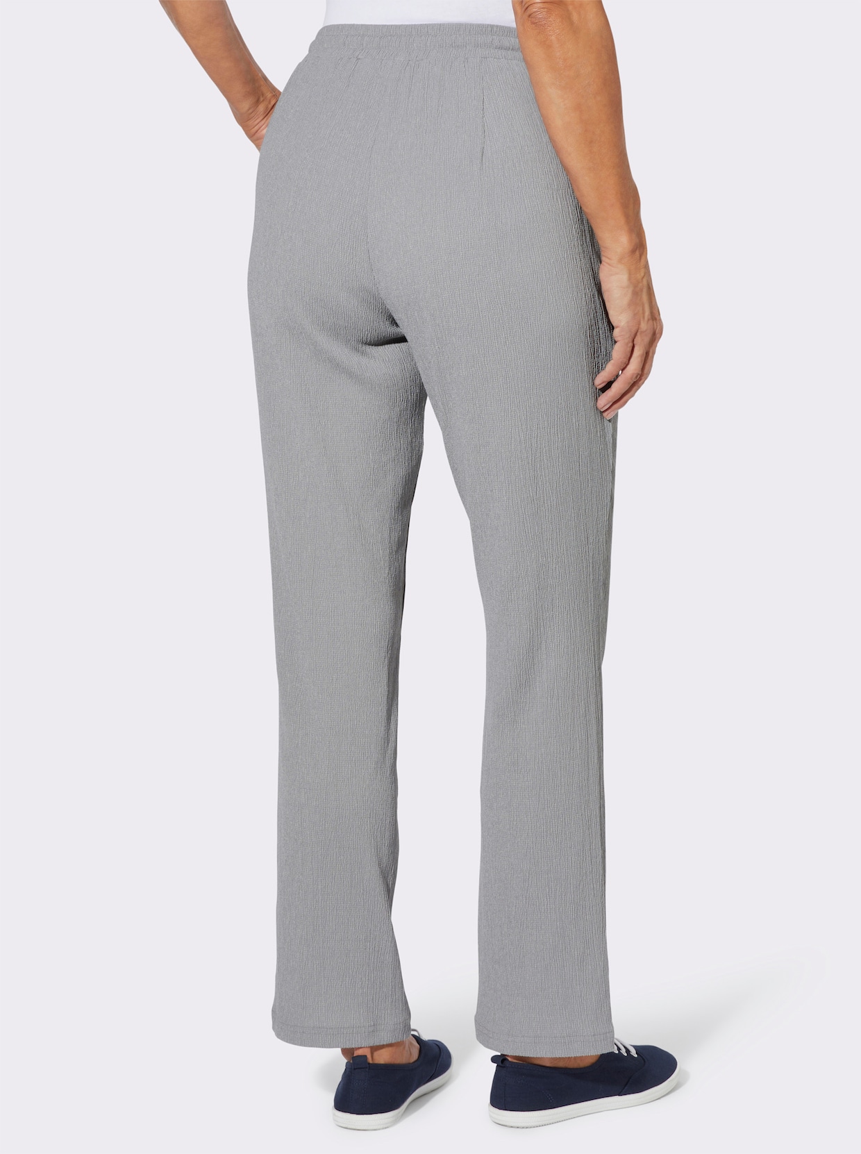 Schlupfhose in Crinkle-Qualität - steingrau