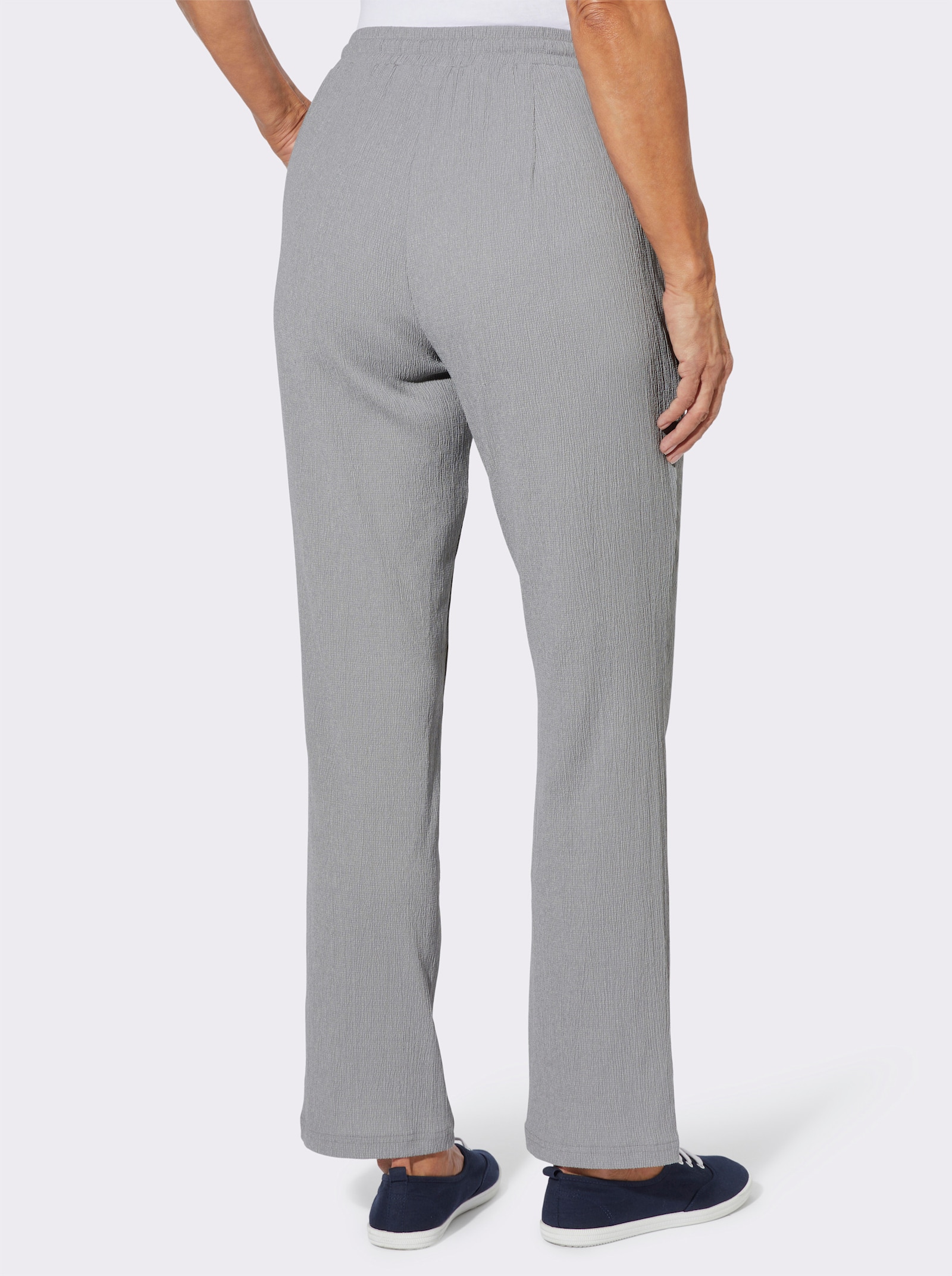 Schlupfhose in Crinkle-Qualität - steingrau