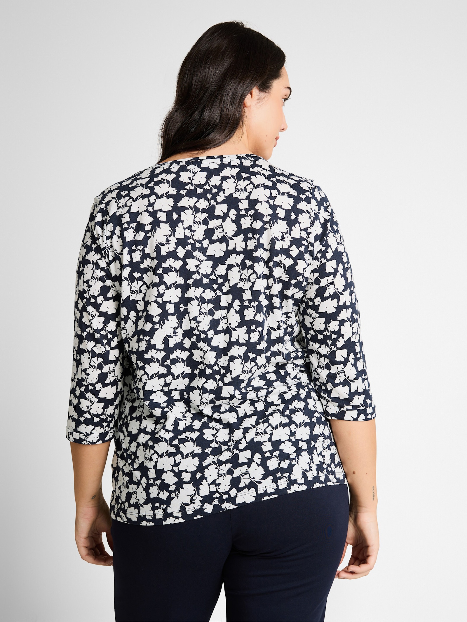 3/4-Arm-Shirt - blue ginkgo minimal