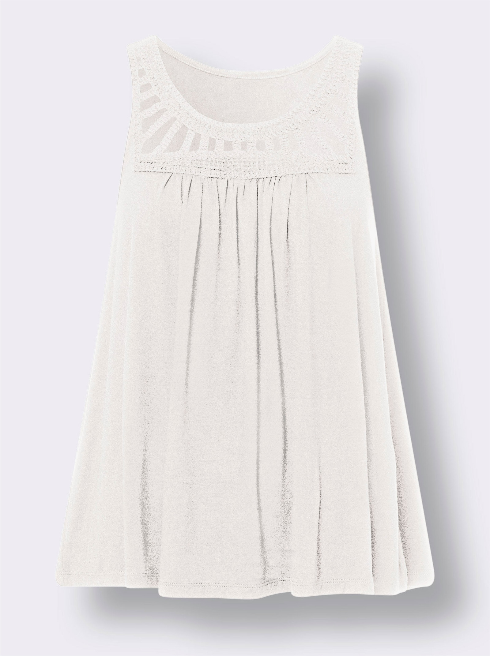 heine Shirttop mit Häkeleinsatz - ecru