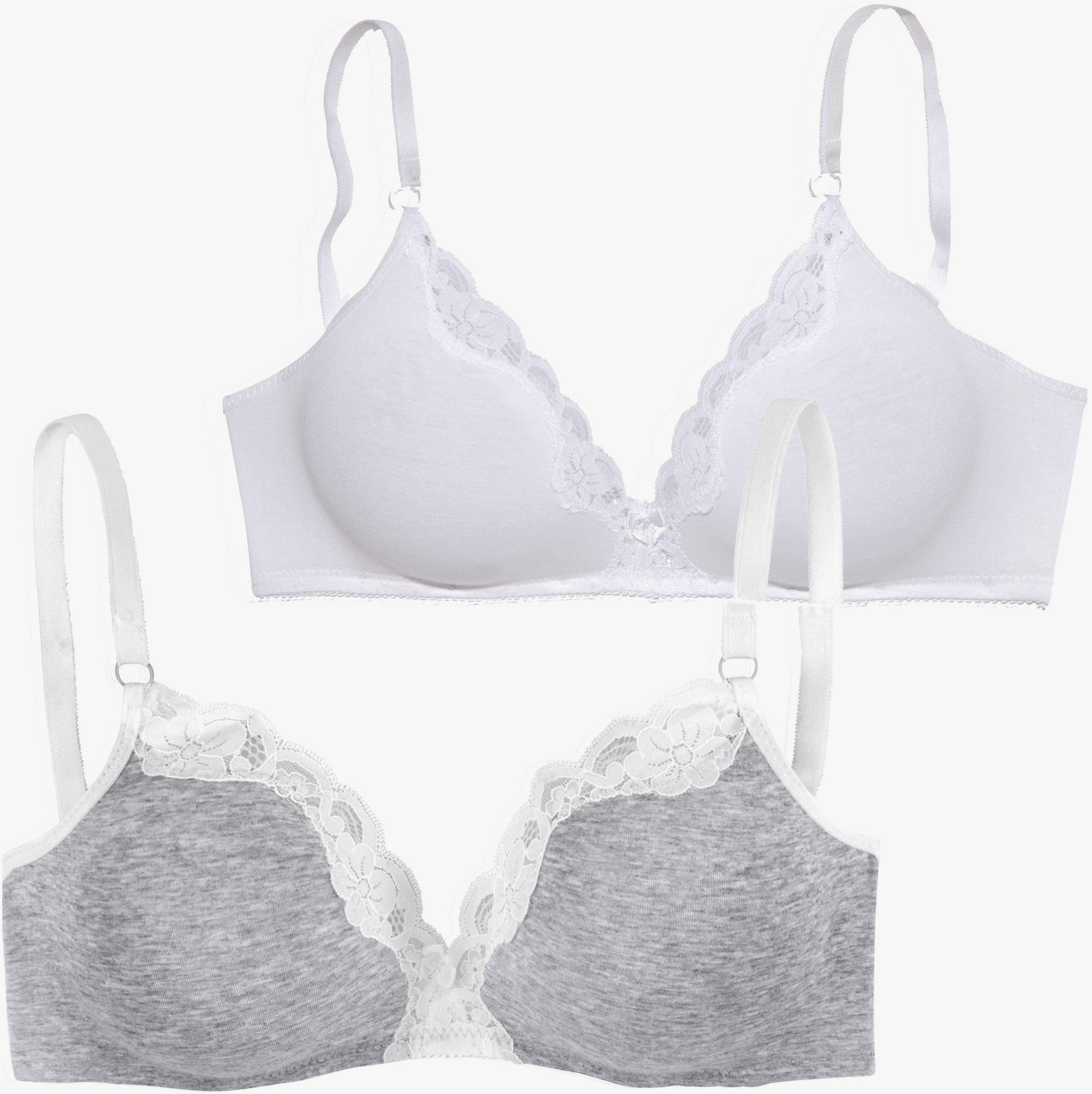 petite fleur Bralette-BH - hellgrau-meliert+ weiß