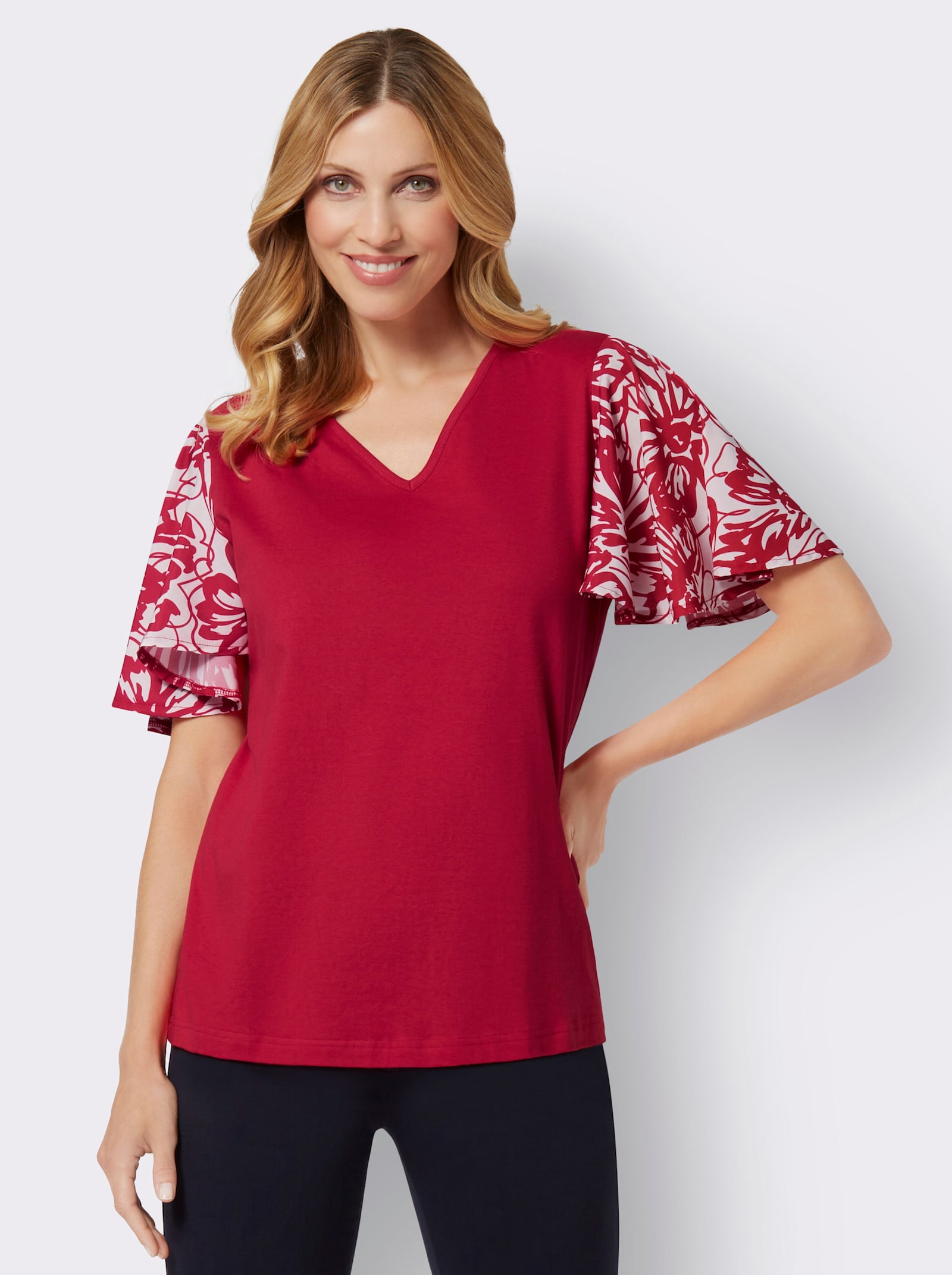 Shirt met korte vleermuismouwen - rood