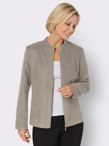 Blazer aus Veloursleder-Imitat - stein