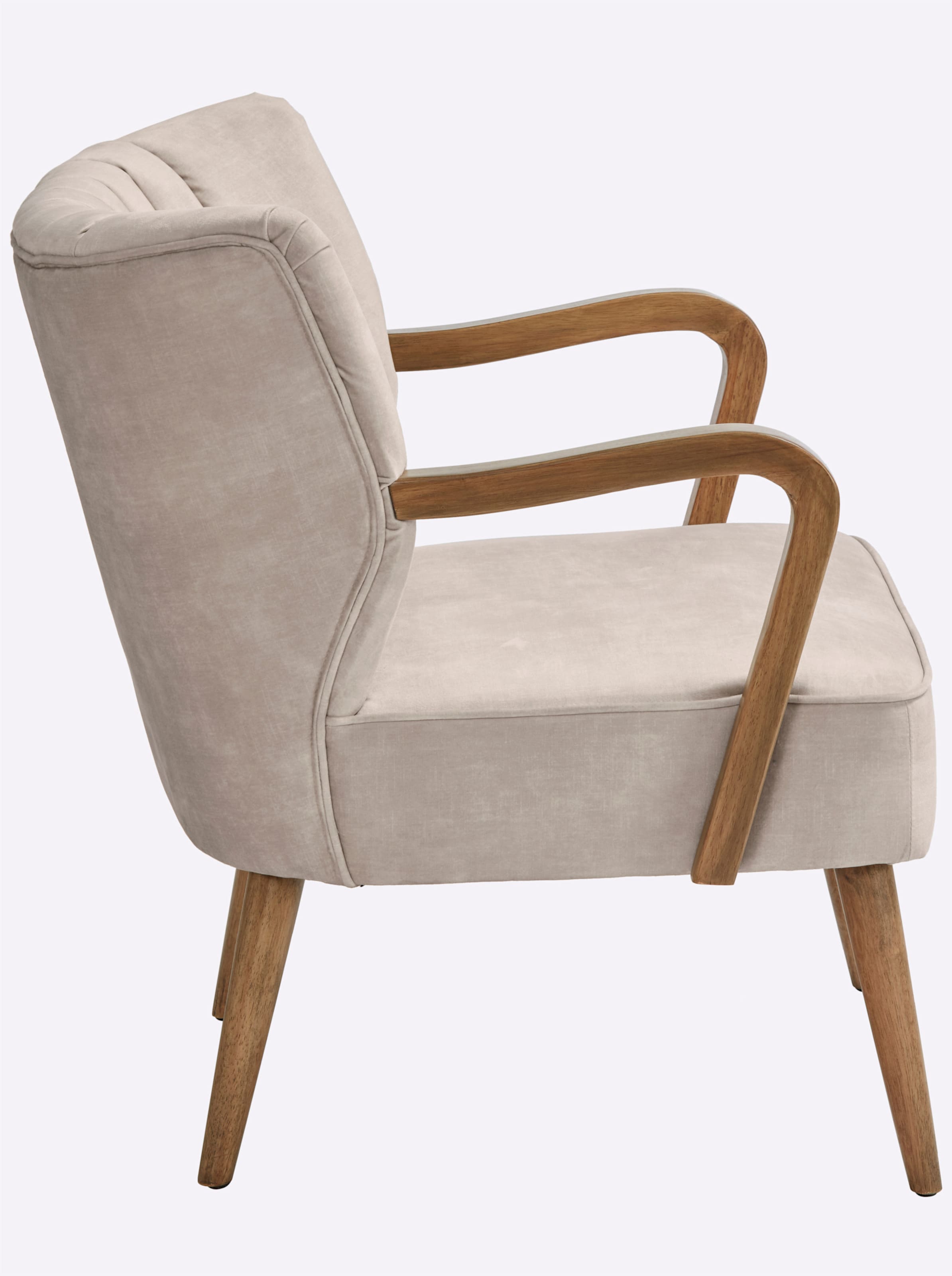 Sessel+Hocker günstig Kaufen-Sessel in ecru von heine. Sessel in ecru von heine <![CDATA[Sessel Bezug aus 100% Polyester. Grundgestell und Füße aus stabilem Gummibaumholz. Rücken mit dekorativer Ziersteppung, Sitz mit Kederheftung. Fester Schaumstoffkern. Sitz-H/B/T ca. 44/55/49 c