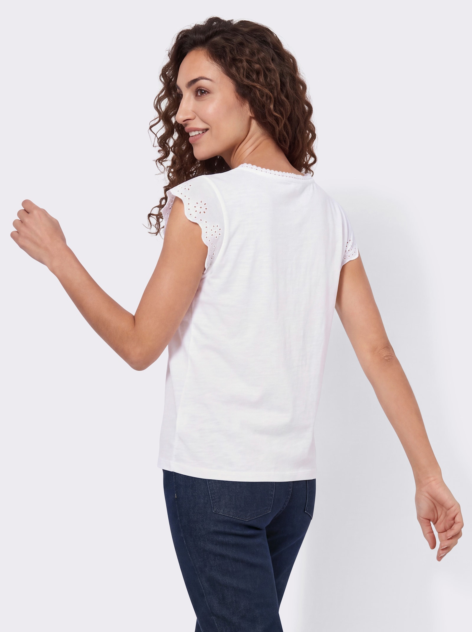 Shirt mit V-Ausschnitt - ecru