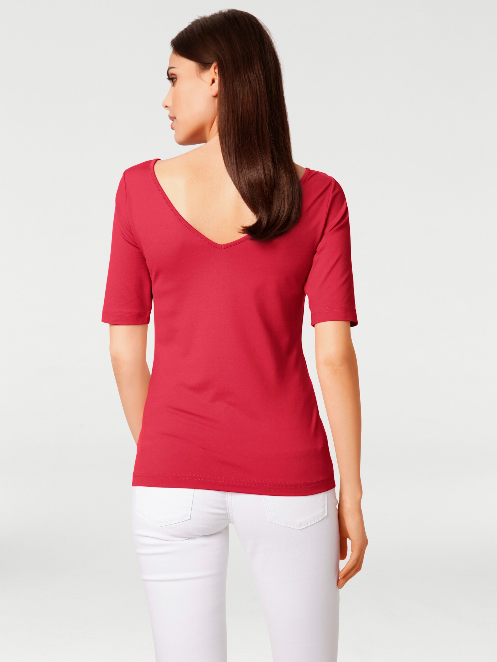 heine Kurzarmshirt mit V-Ausschnitt hinten - rot