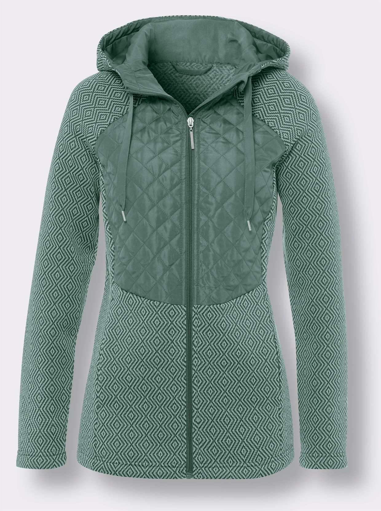 Strickfleecejacke - kalkmint-jade-gemustert