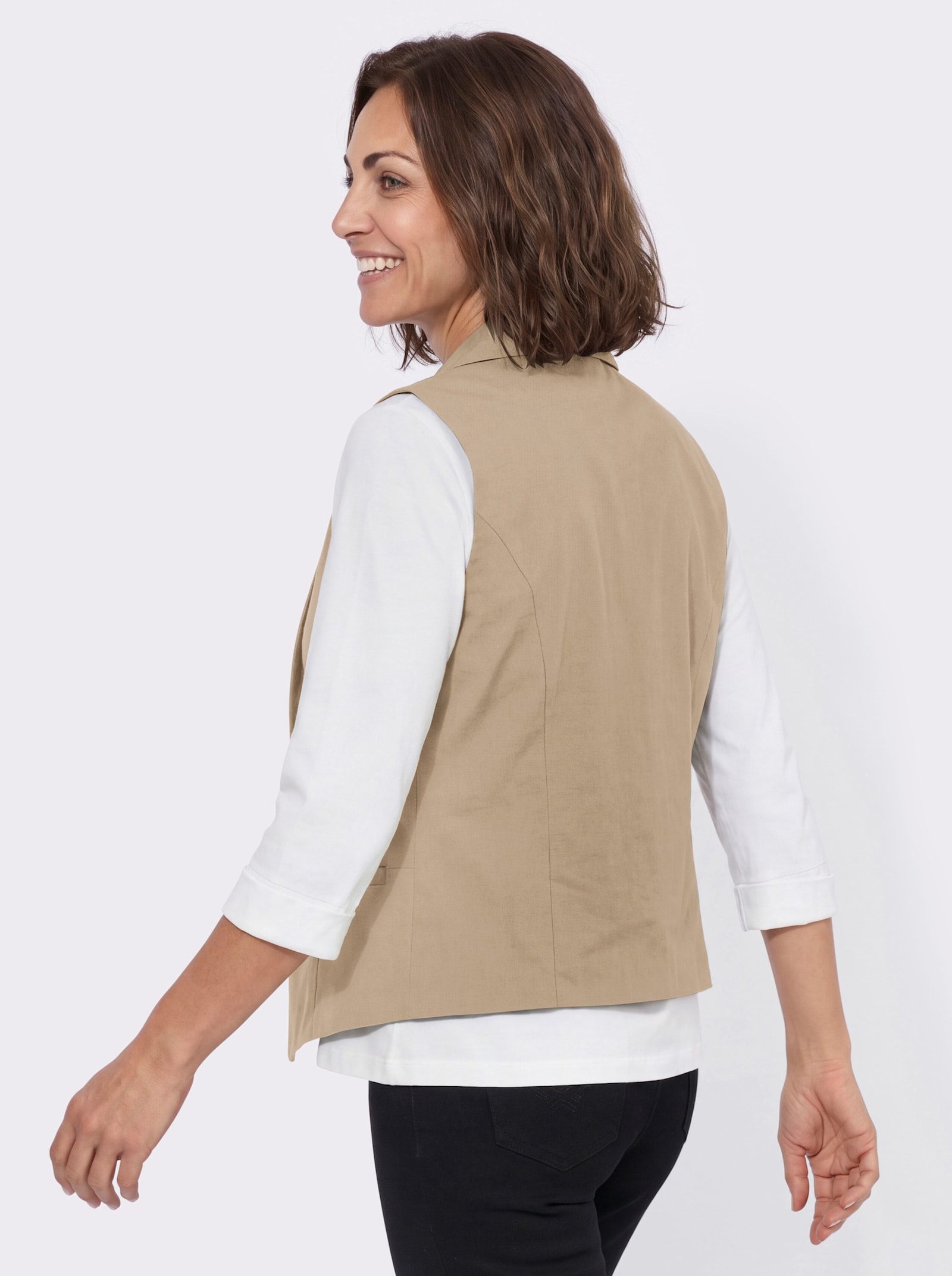 Weste mit Leinen-Anteil - beige