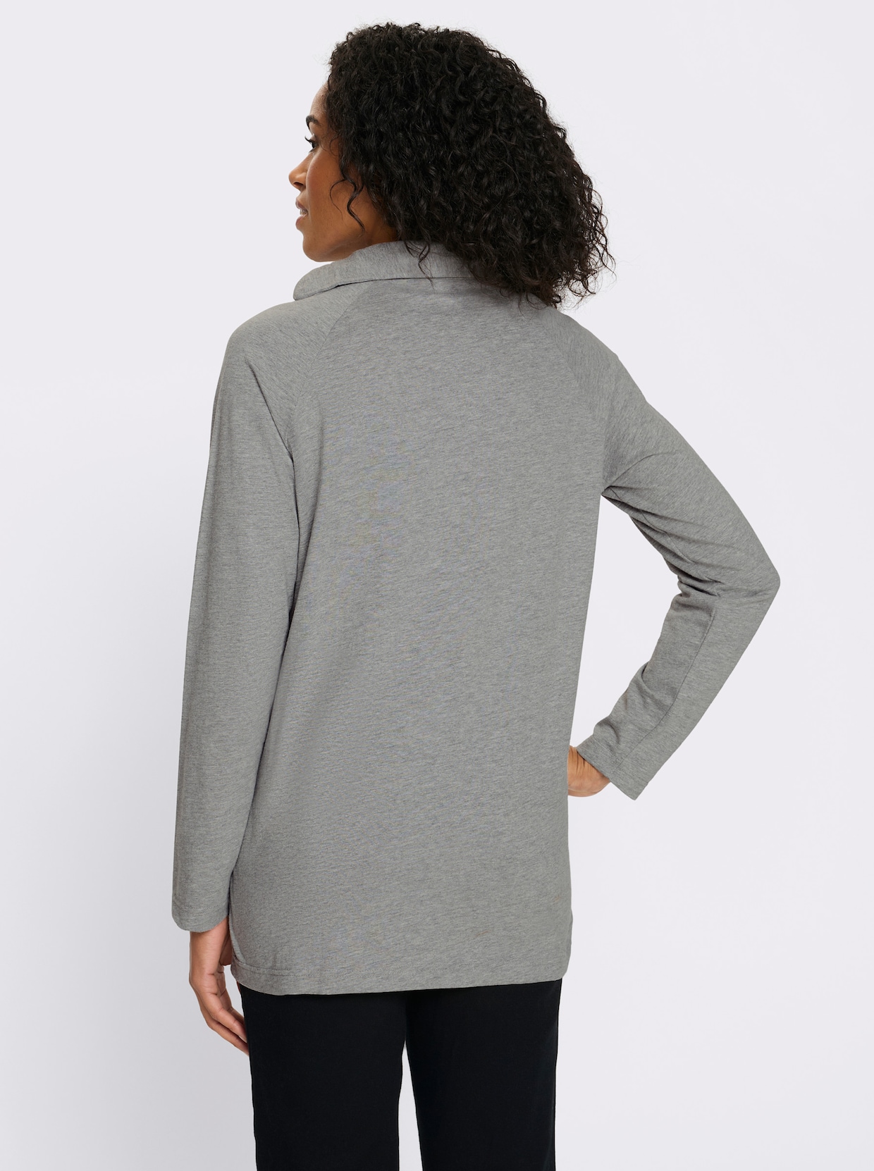 Lång topp med raglanärmar - stengrå, melerad