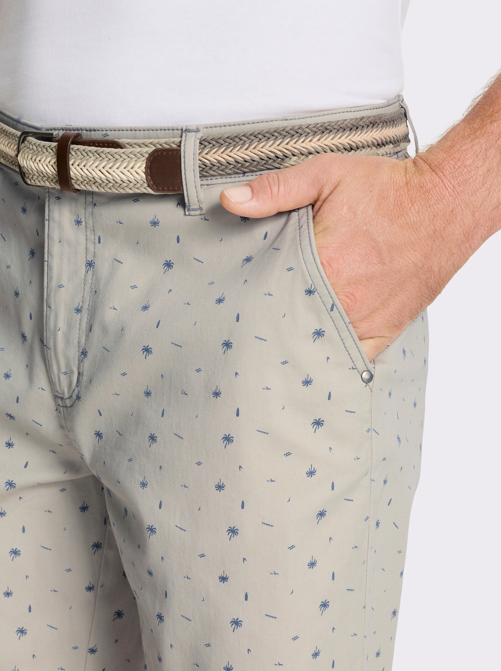 Marco Donati Bermudas mit maritimem Allover-Muster - hellgrau-bedruckt