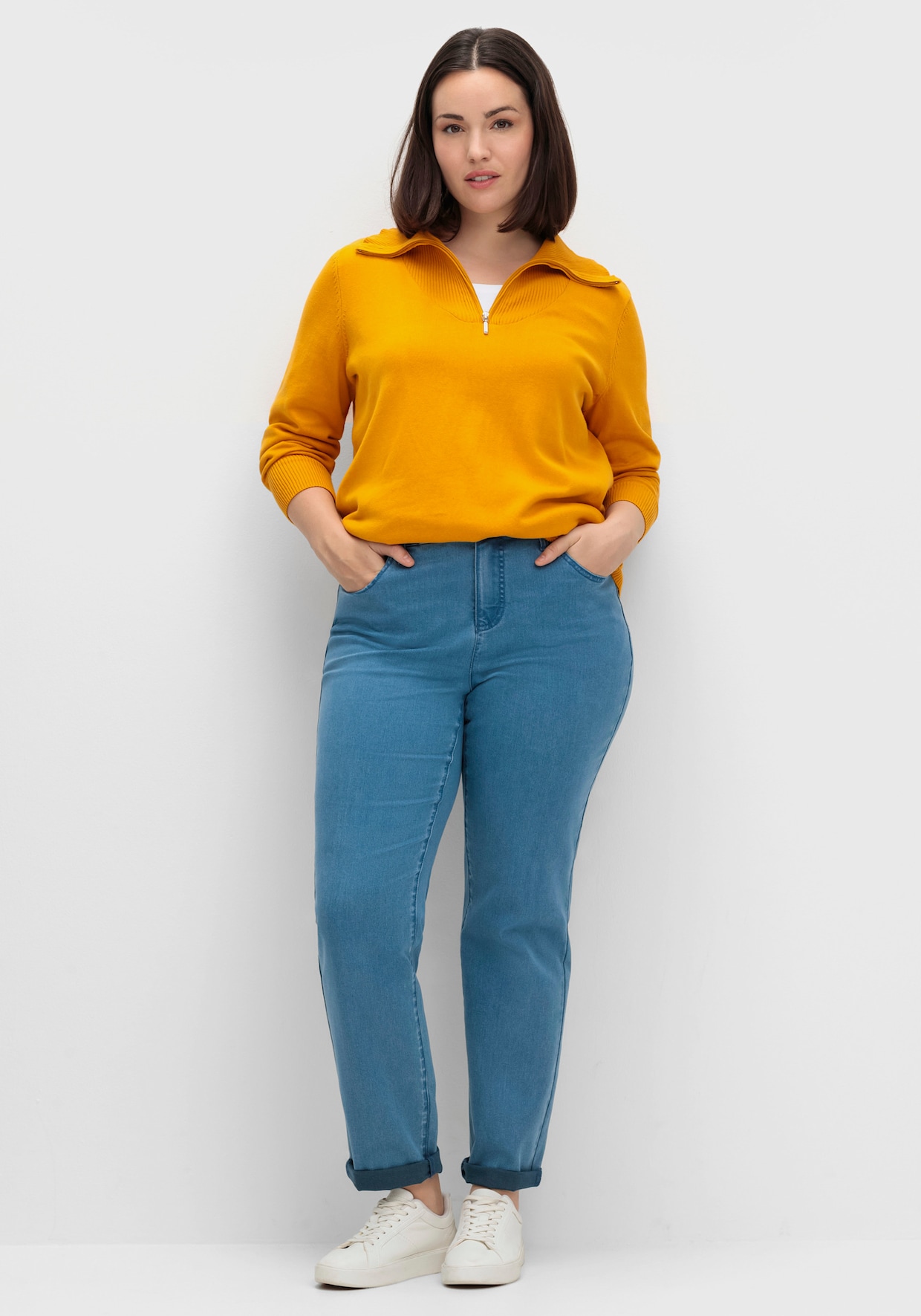 Troyer aus reiner Baumwolle - ocker