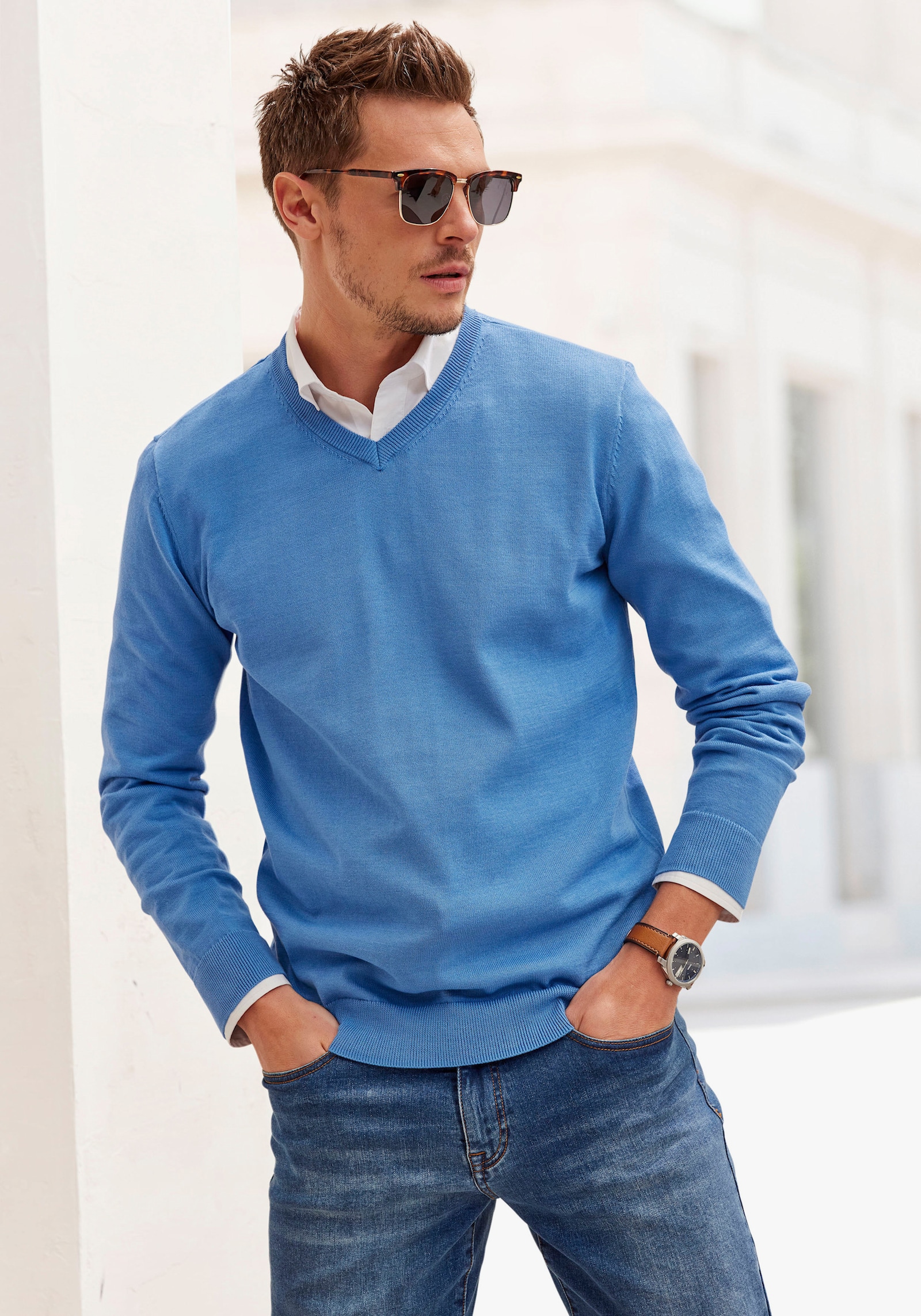 H.I.S Gebreide pullover - blauw