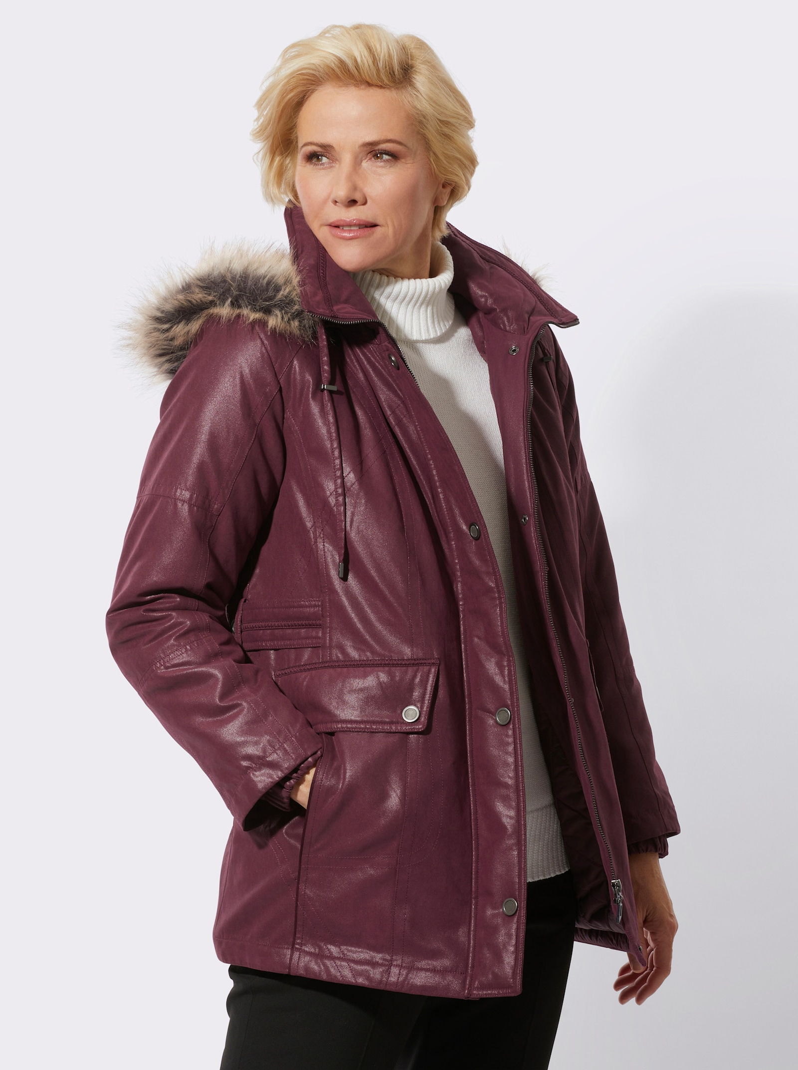 Jack met garnering van imitatiebont - bordeaux