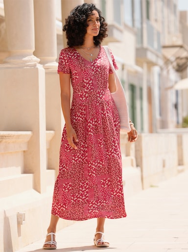 Robe en jersey - fraise-couleur ivoire imprimé