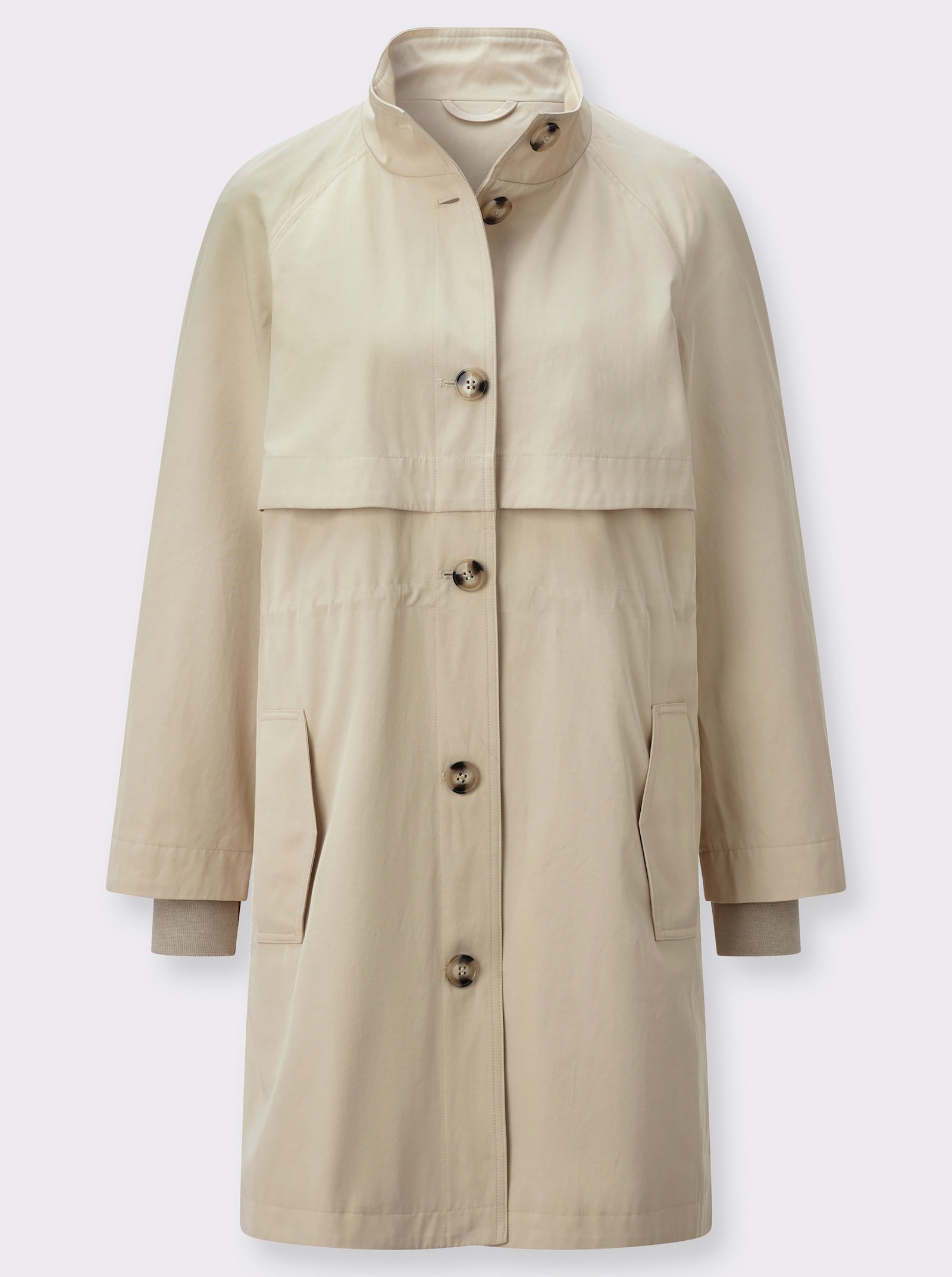 Kurzmantel im Trenchcoat-Style - sand