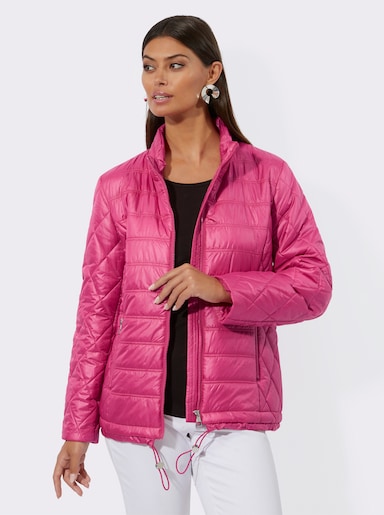 Steppjacke mit Tunnelzug am Saum - fuchsia