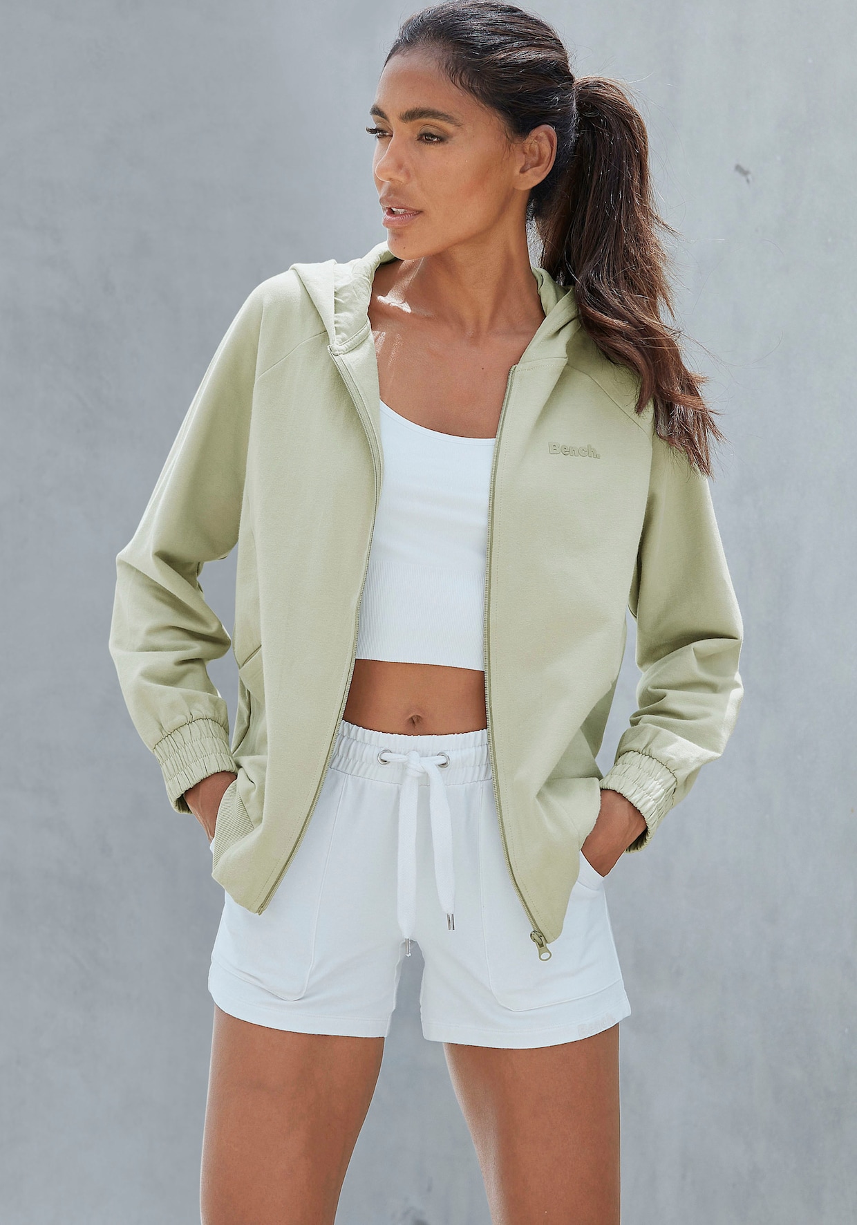 Sweatvest met capuchon - pistache