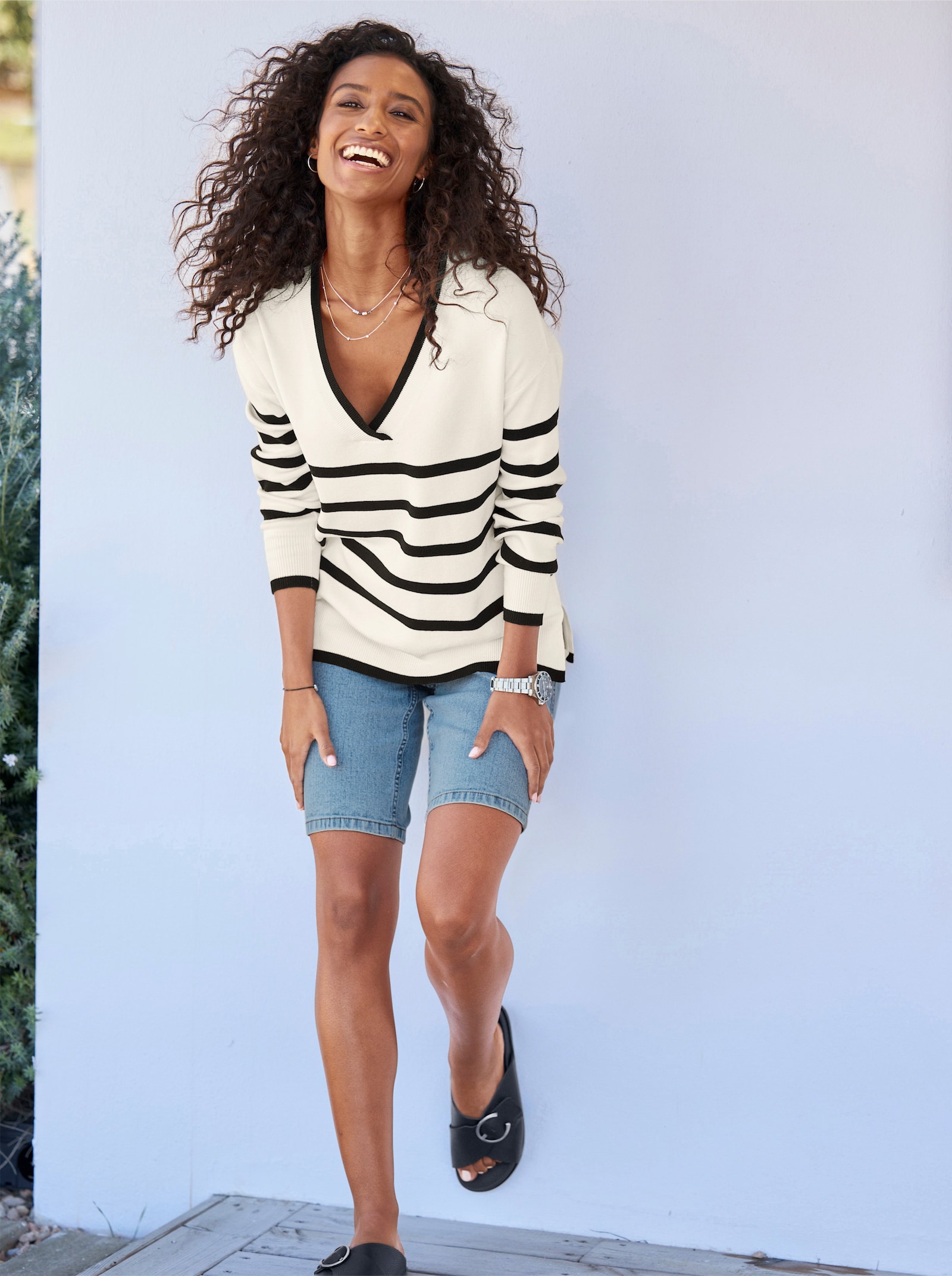 heine Jeansshort in 5-pocketsmodel - blue-bleached