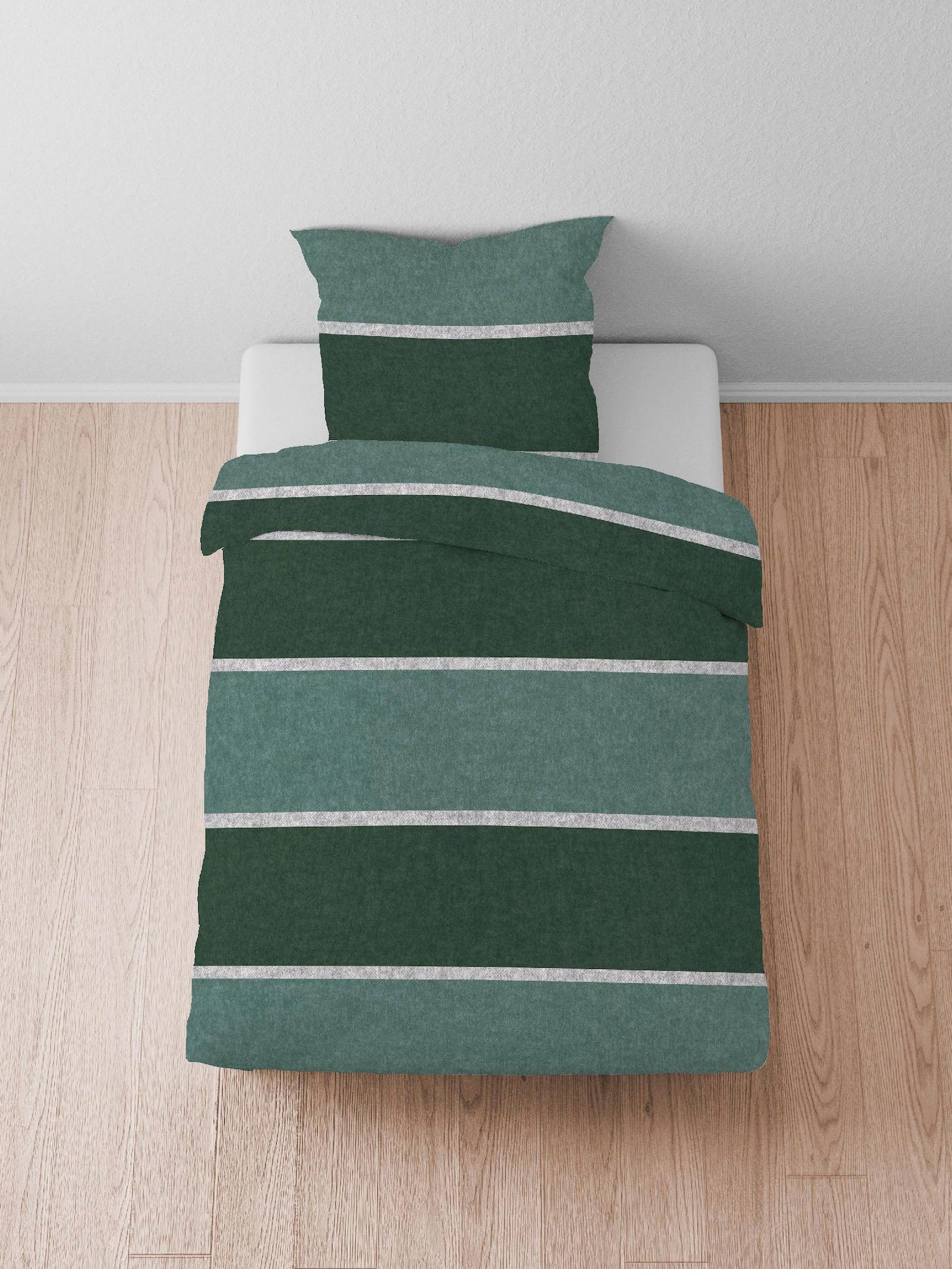Biberna Bettwäsche - dunkelgrün-meliert