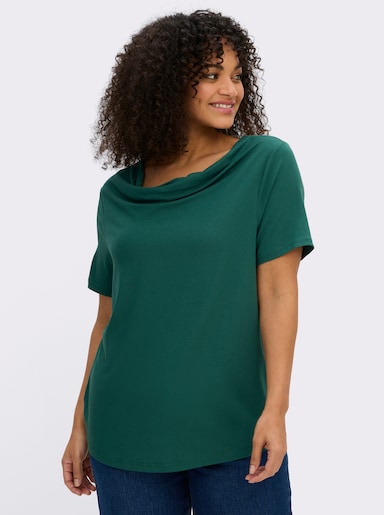 Wasserfallshirt mit kurzen Ärmeln - tannengrün