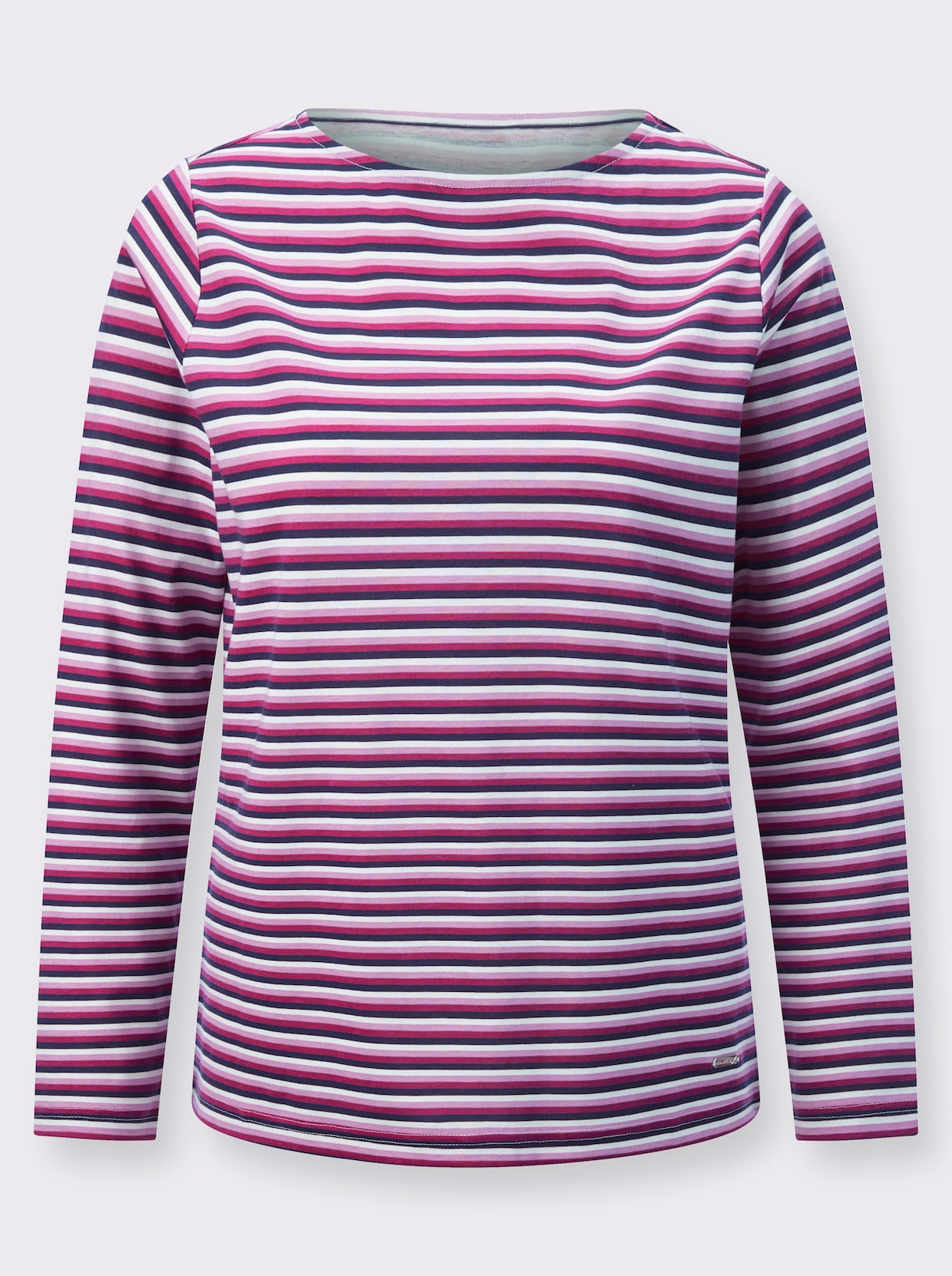 Langarmshirt - magenta-marine-geringelt