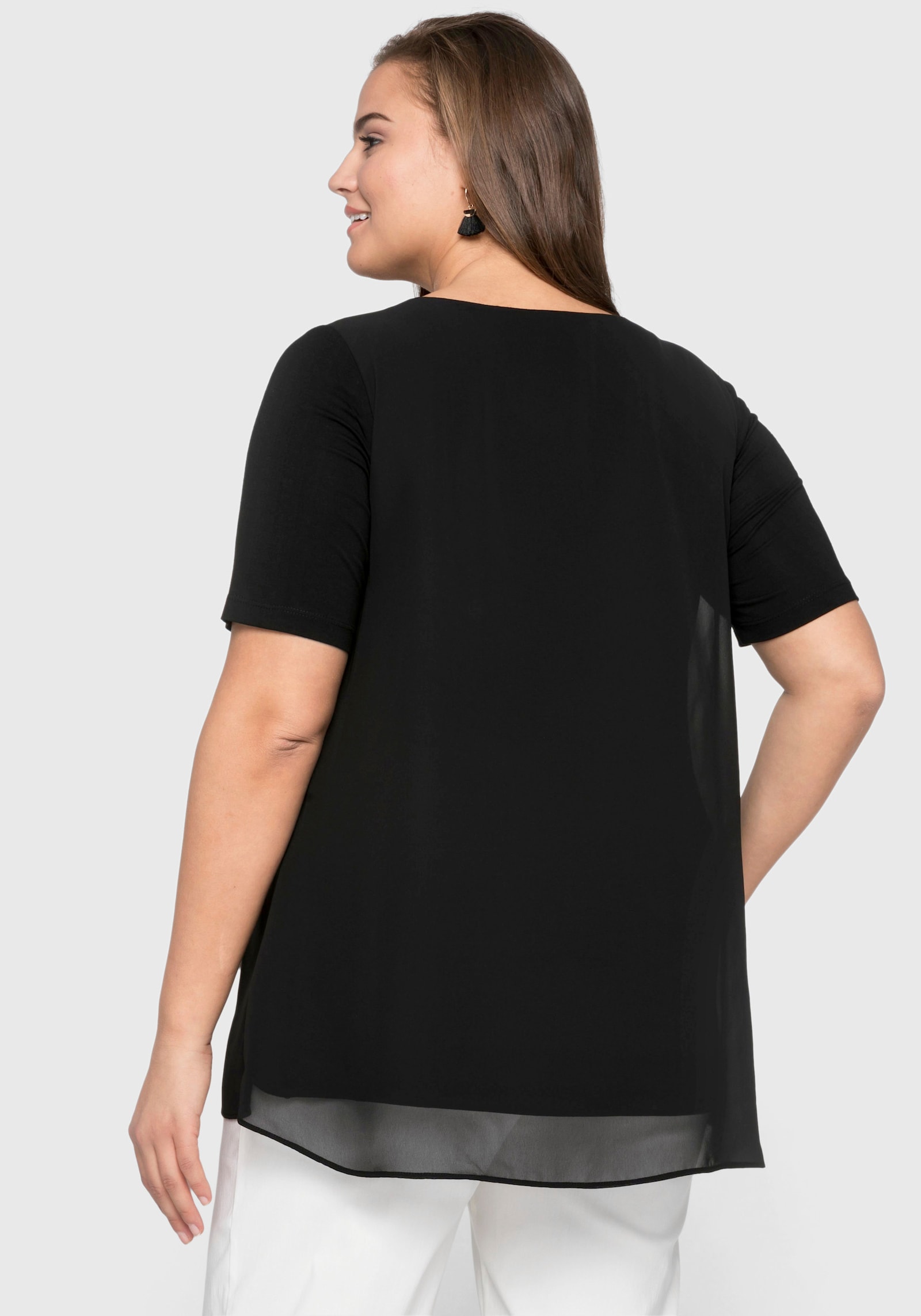 sheego Blusenshirt im Lagenlook - schwarz