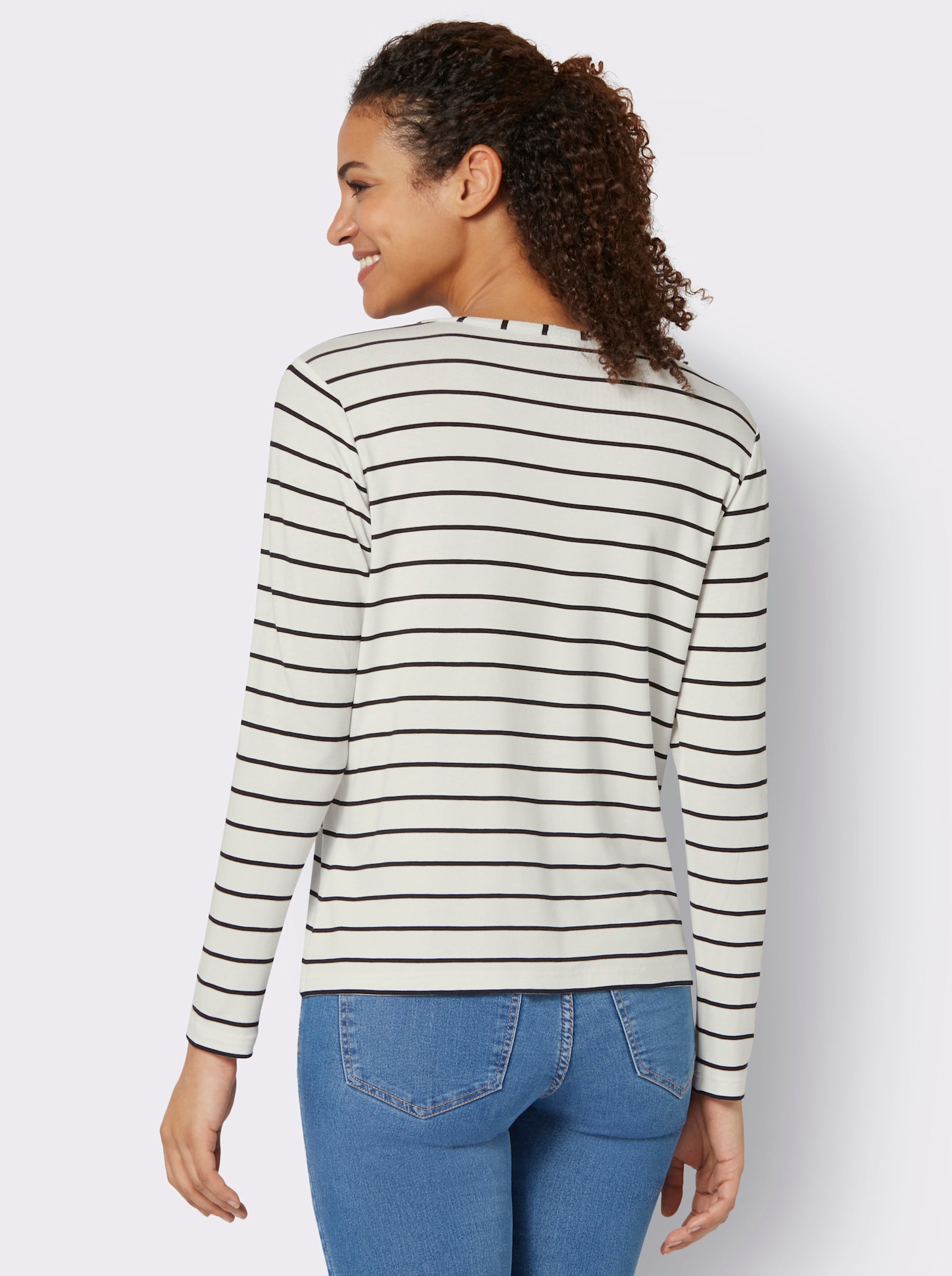 Langarmshirt mit floralem Dessin - ecru-schilf-bedruckt