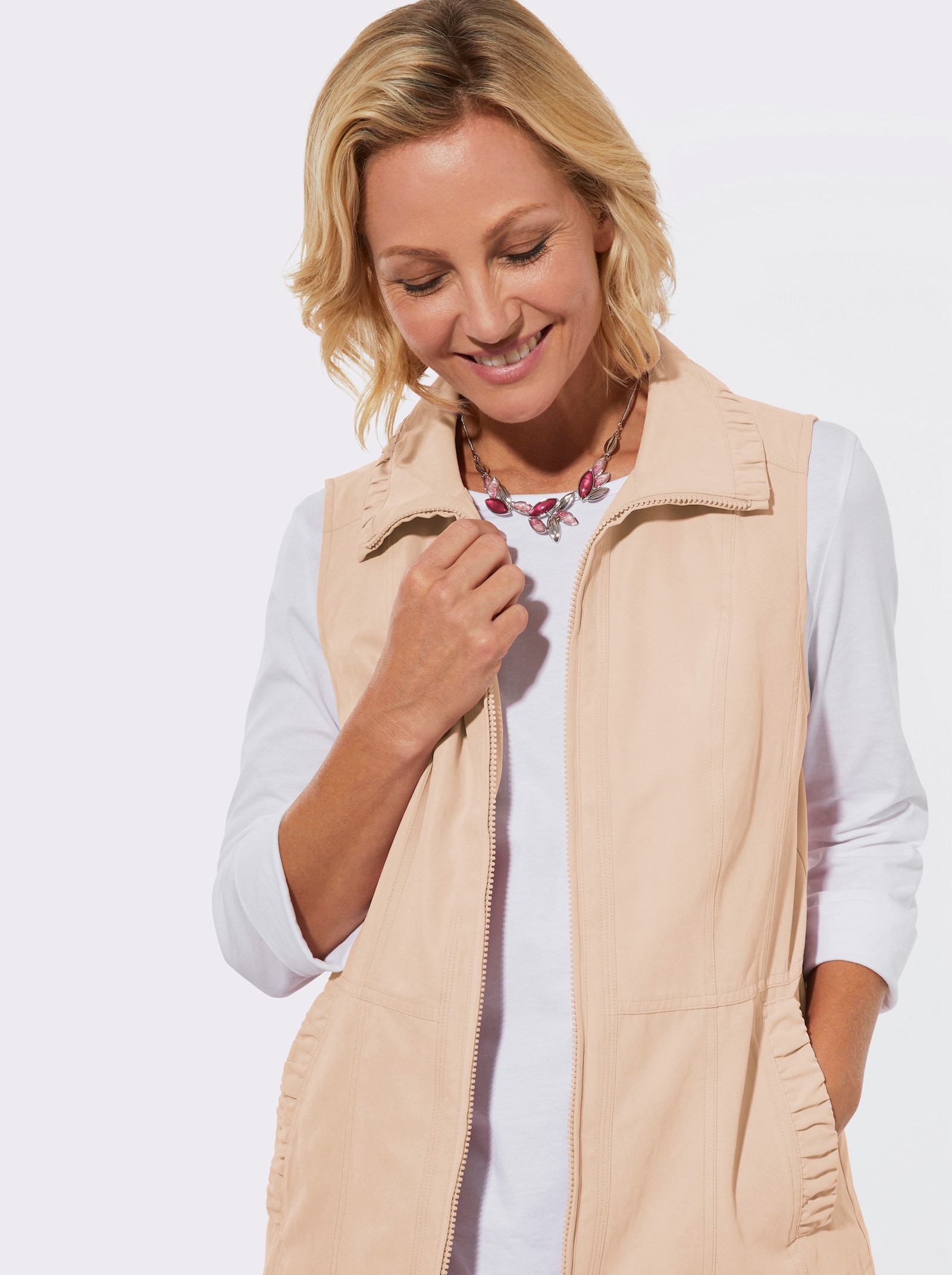 Weste mit Raffungen - sand