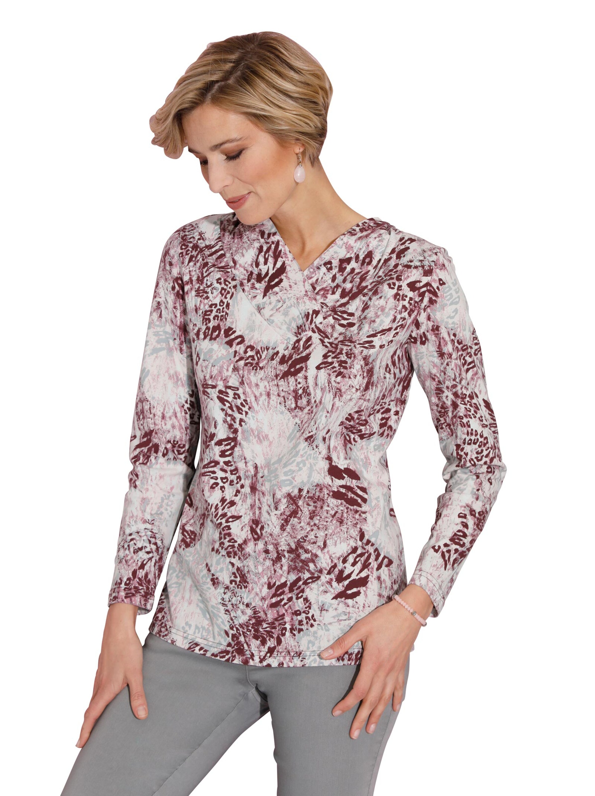 Shirt - rosé-grau-bedruckt